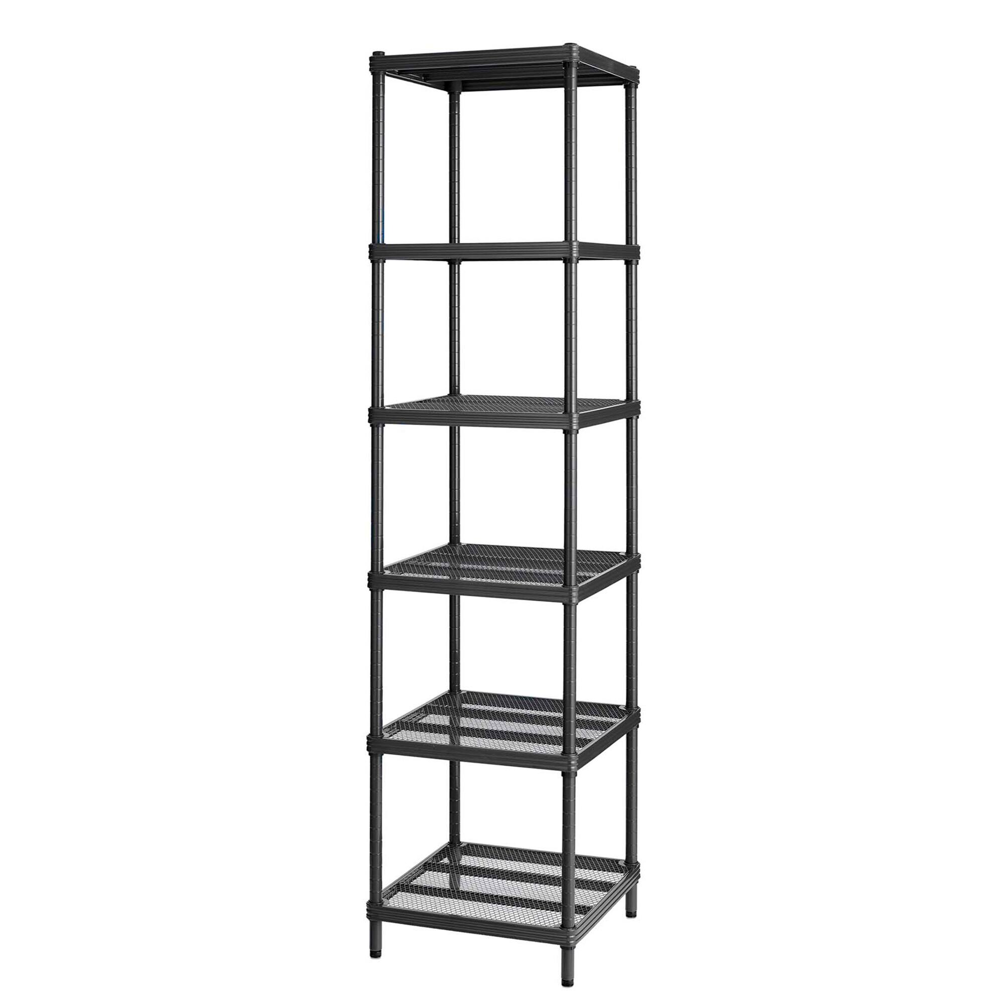 Front. Design Ideas - Design Ideas MeshWorks 6 Tier Tower Metal Storage Shelving Unit Rack, Black - Black.