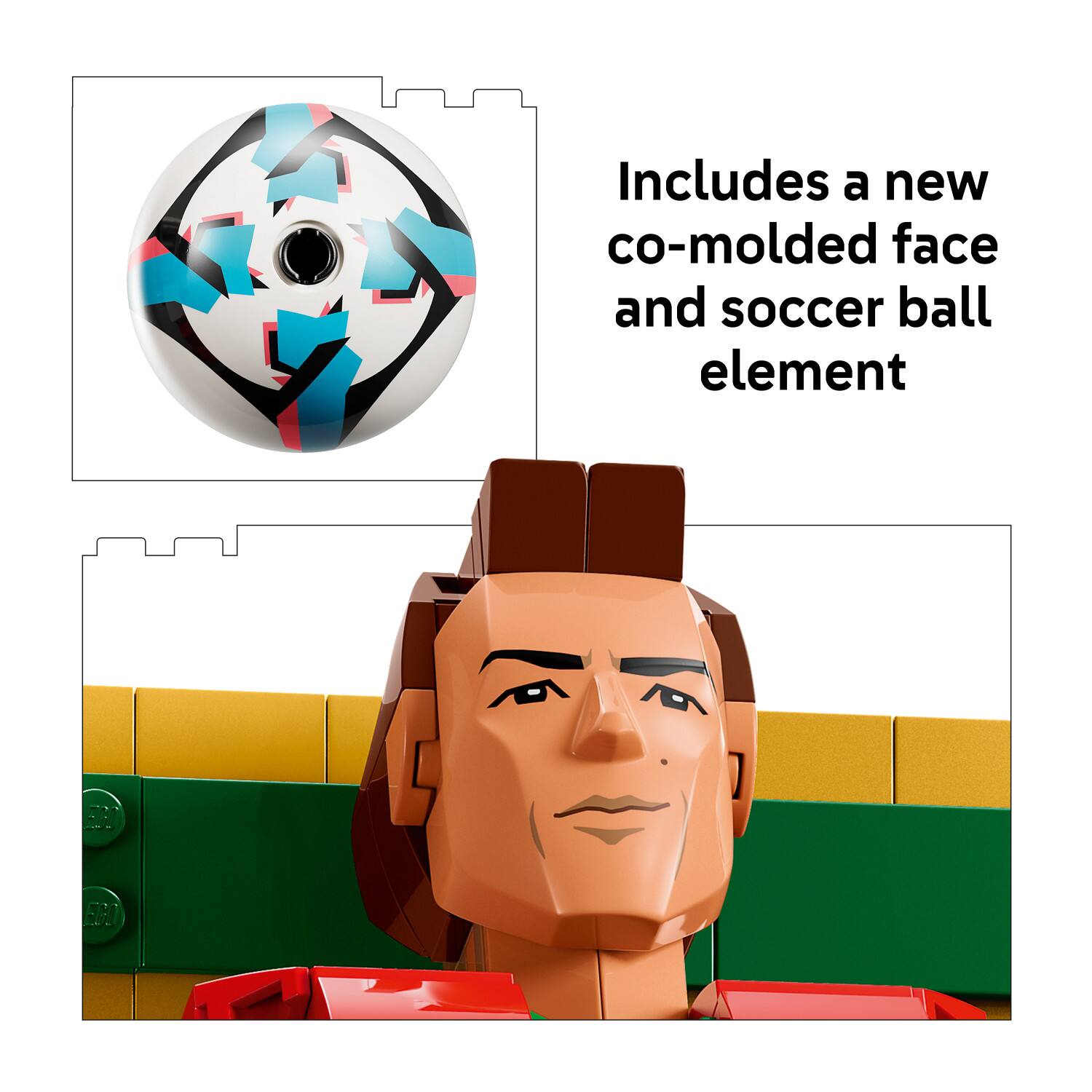 Includes a new co-molded face and soccer ball element