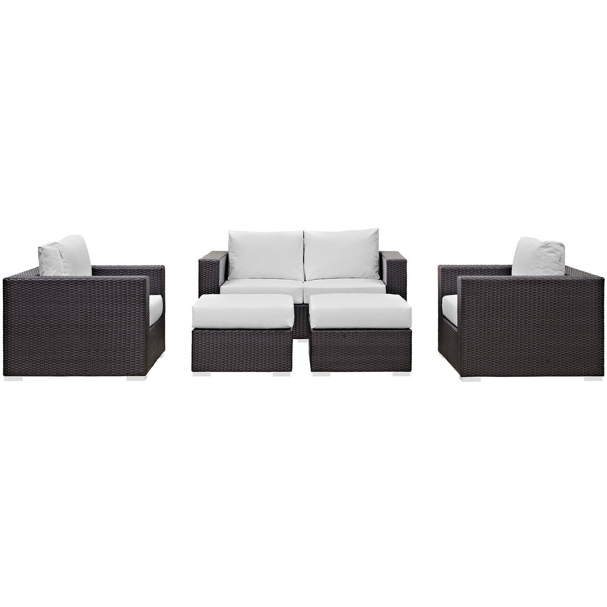 Left. Modway - Convene 5-Piece Outdoor Patio Sectional Sofa Set - Espresso White.