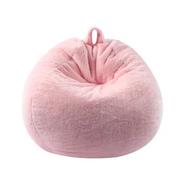 PO3TICJUNKI3 - Faux Comfy Bean Bag Chair Cover no Filler Fluffy Stuffed Animal Storage Covers Large Sofa For Adults Furry - Pink