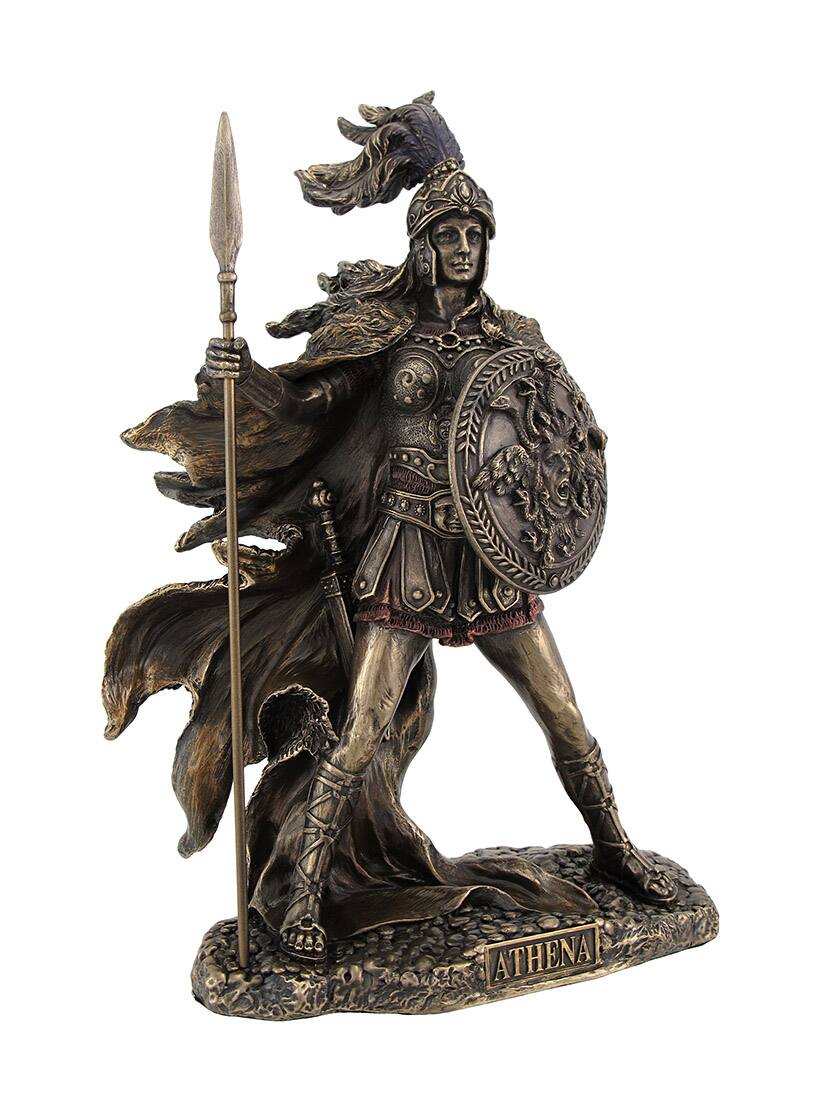 Front. Veronese Design - Bronzed Athena Goddess of Wisdom and War Statue - Bronze.