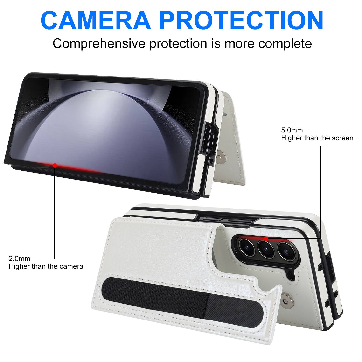CAMERA PROTECTION  
Comprehensive protection is more complete  

5.0mm  
Higher than the screen  

2.0mm  
Higher than the camera