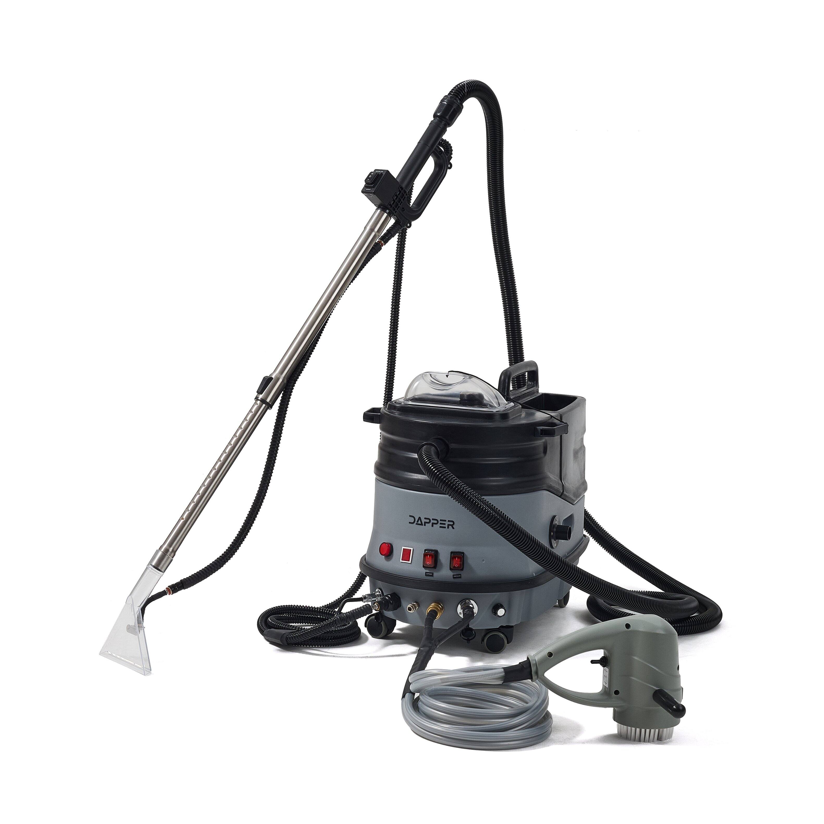 Angle. Dapper Supply - Commercial 5-in-1 Carpet & Upholstery Cleaner, Extractor, Steam, Hot Water & Blower System - Gray.