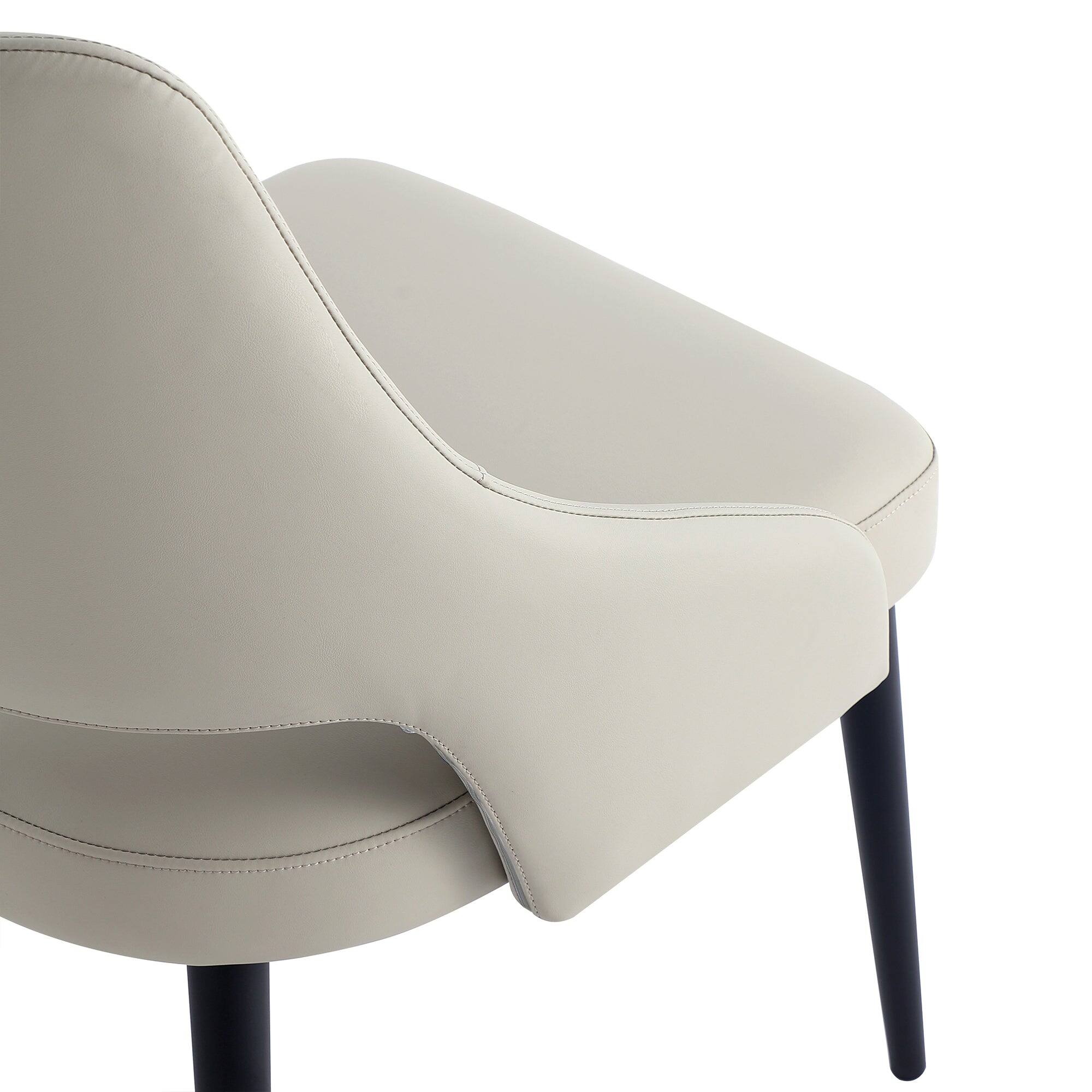 Alt View 1. Manhattan Comfort - Tremont Modern Metal Vegan Leather Dining Chair - Stone Gray.