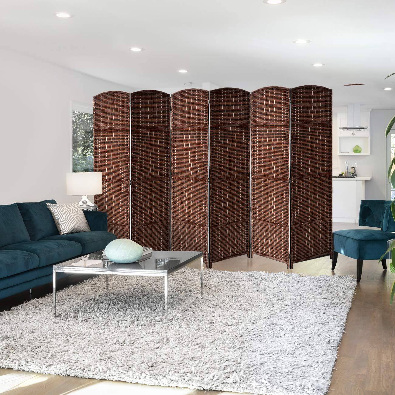 Back. Sorbus - Sorbus Room Divider Screen Privacy With Double Hinged and Folding - Brown.