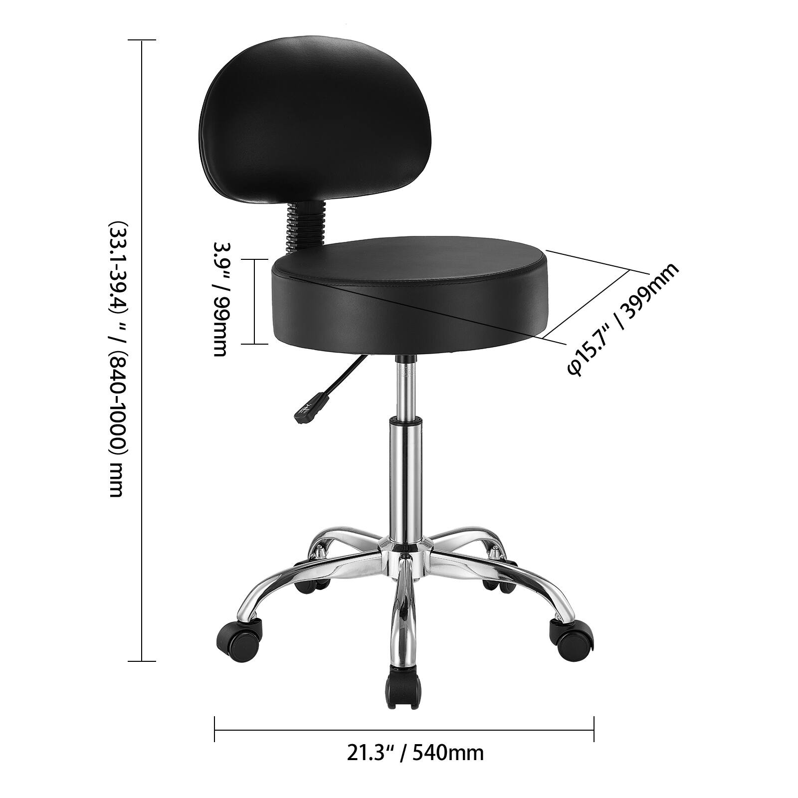 (33.1-39.4) = (840-1000) mm
3.9" / 99mm
15.7" / 399mm
21.3" / 540mm
