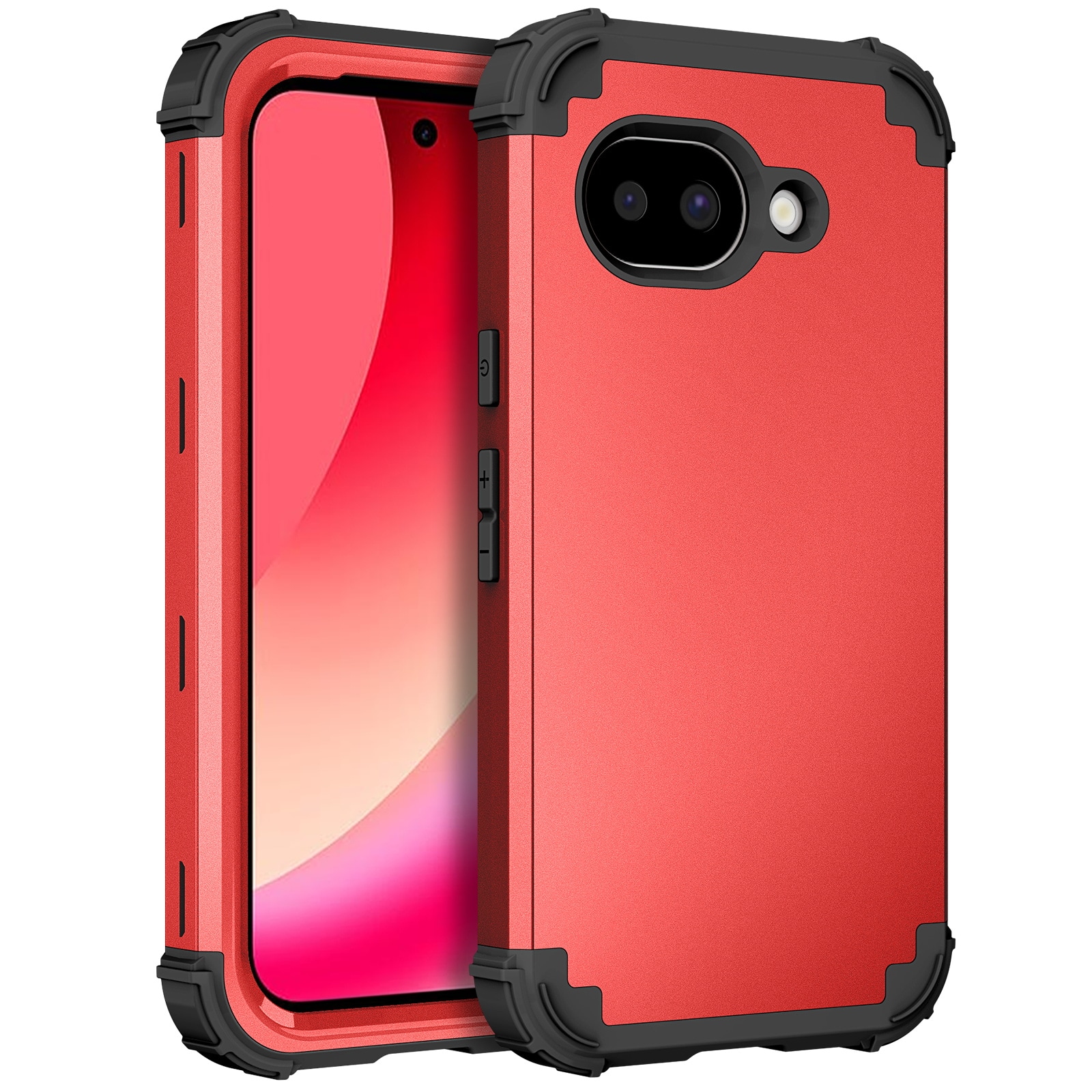 UUCOVER - Heavy Duty Protective Case for Google Pixel 10A, Shockproof Silicone+PC Hybrid Case Anti-Scratch Back Cover - Red