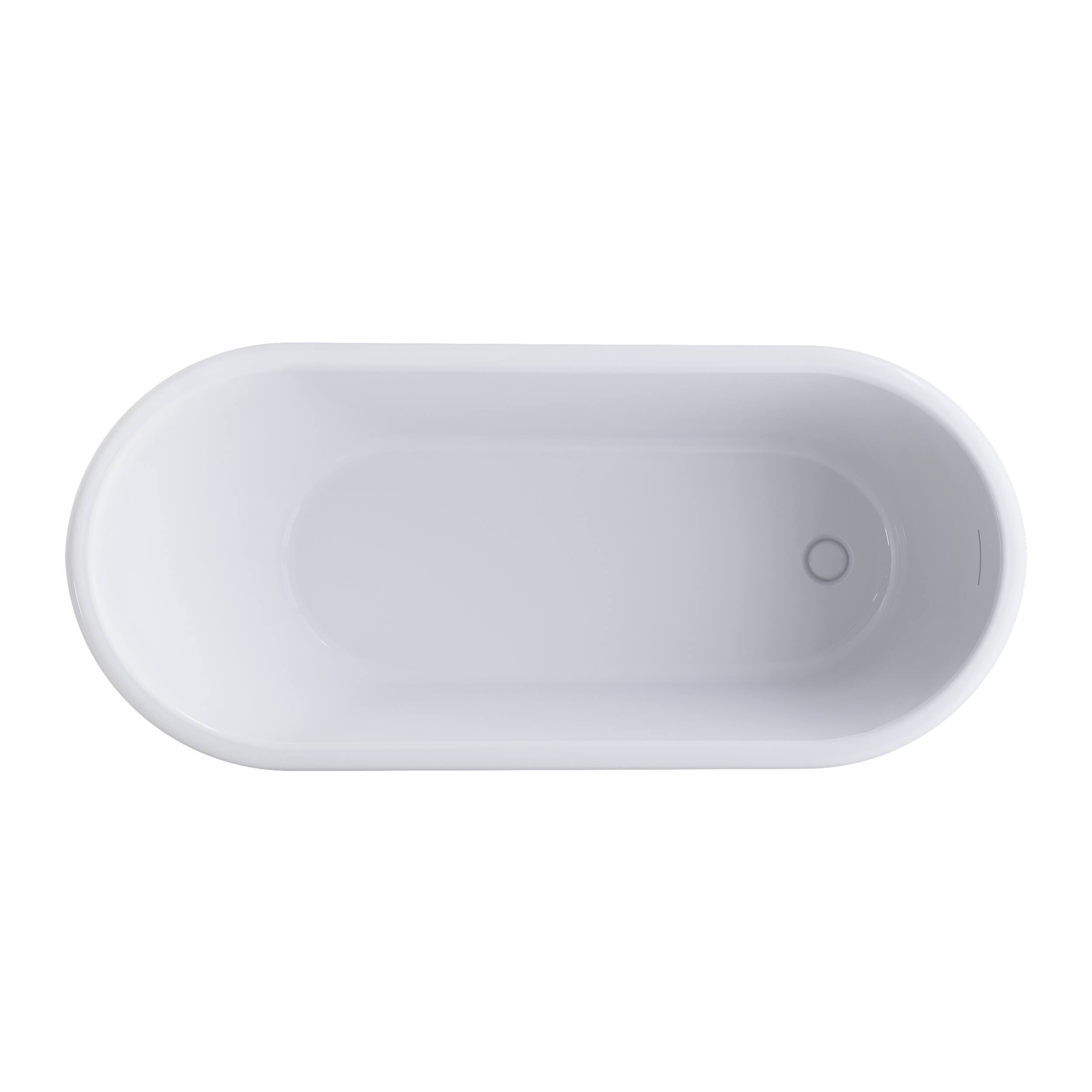 Alt View 9. WELLFOR - Vogue 66 in. x 30 in. Acrylic Oval Freestanding Soaking Bathtub with Drain and Overflow - White.