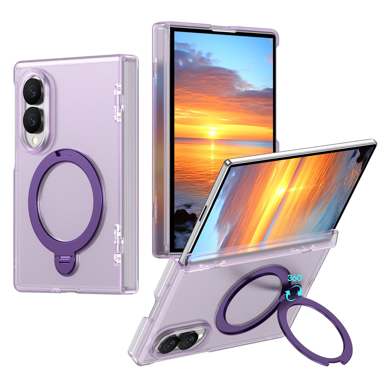 Dteck - Shockproof Frosted Phone Case for Samsung Galaxy Z Fold8 with Ring Stand, Rugged Slim Magnetic Rigid Plastic Hinge Cover - Mattepurple price history on PriceWatchPro