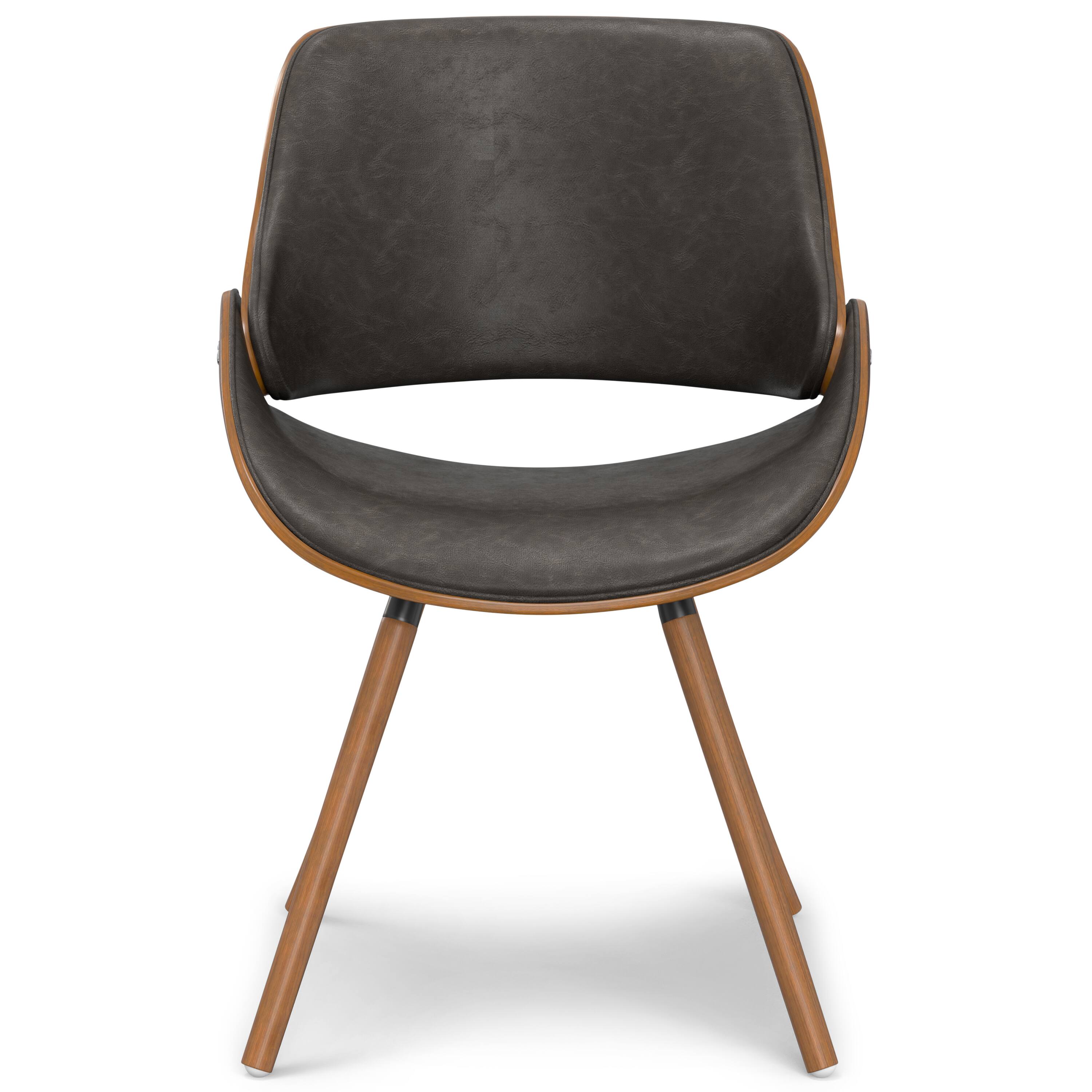 Left. Simpli Home - Malden Bentwood Dining Chair with Wood Back in Distressed Brown Vegan Faux Leather - Distressed Brown.