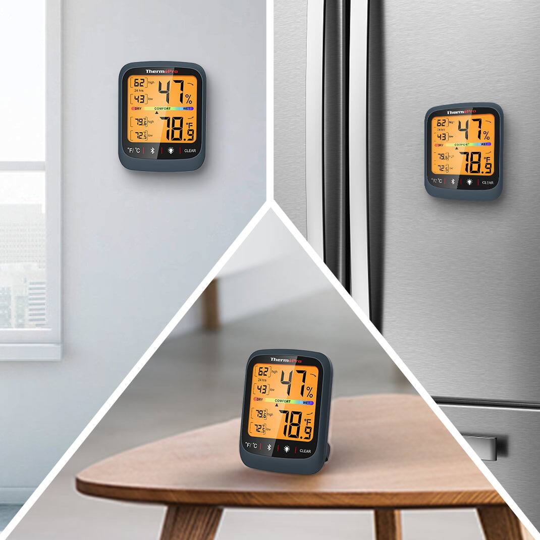 ThermPro  
62°F  
43°F  
47%  
78.5°F  
79.6°F  
72.3°F  
F/C  
CLEAR