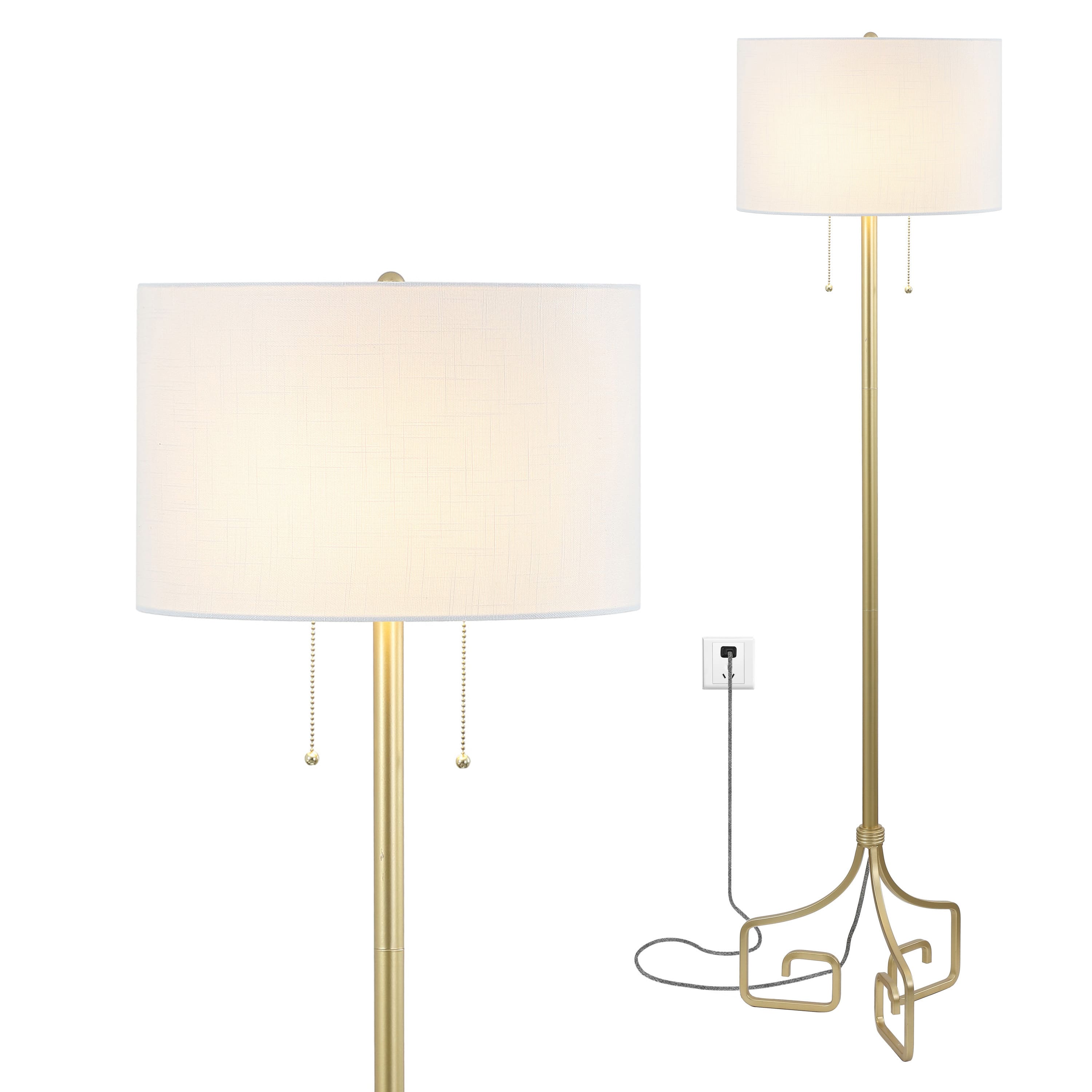Photos - Chandelier / Lamp Newman Jonathan Y -  61.5" Transitional Glam Metal LED Floor Lamp - Gold Painting 