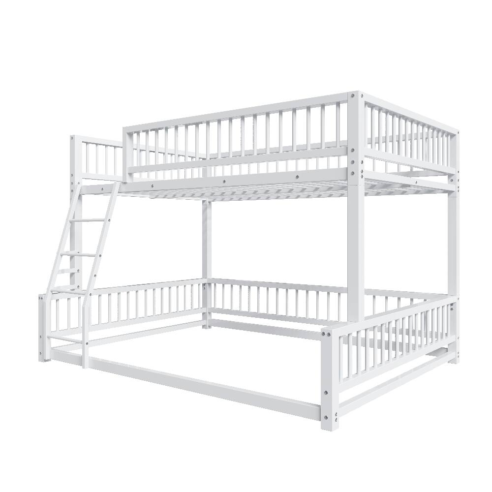 Alt View 10. Loheer - Loheer Full XL Over Queen Bunk Bed Heavy Duty Metal White - White.