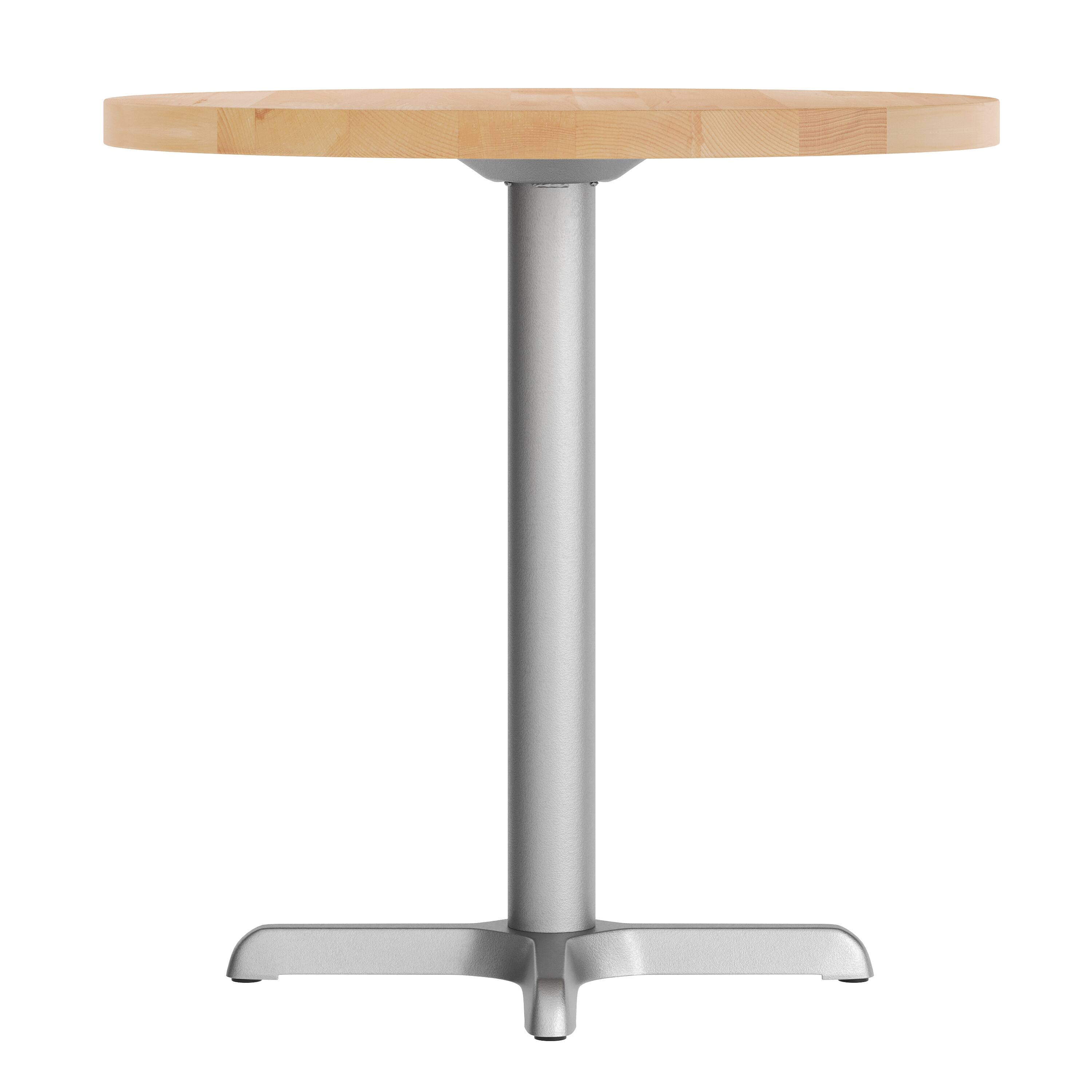 Left. Flash Furniture - Bennett 30" Round Solid Wood Commercial Indoor Tabletop in Natural with 22" x 22" Table Height Rust-Resistant Silver Cas - Natural.