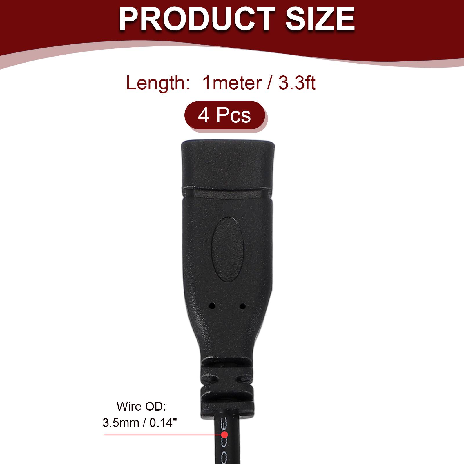 PRODUCT SIZE  
Length: 1 meter / 3.3ft  
4 Pcs  
Wire OD: 3.5mm / 0.14"
