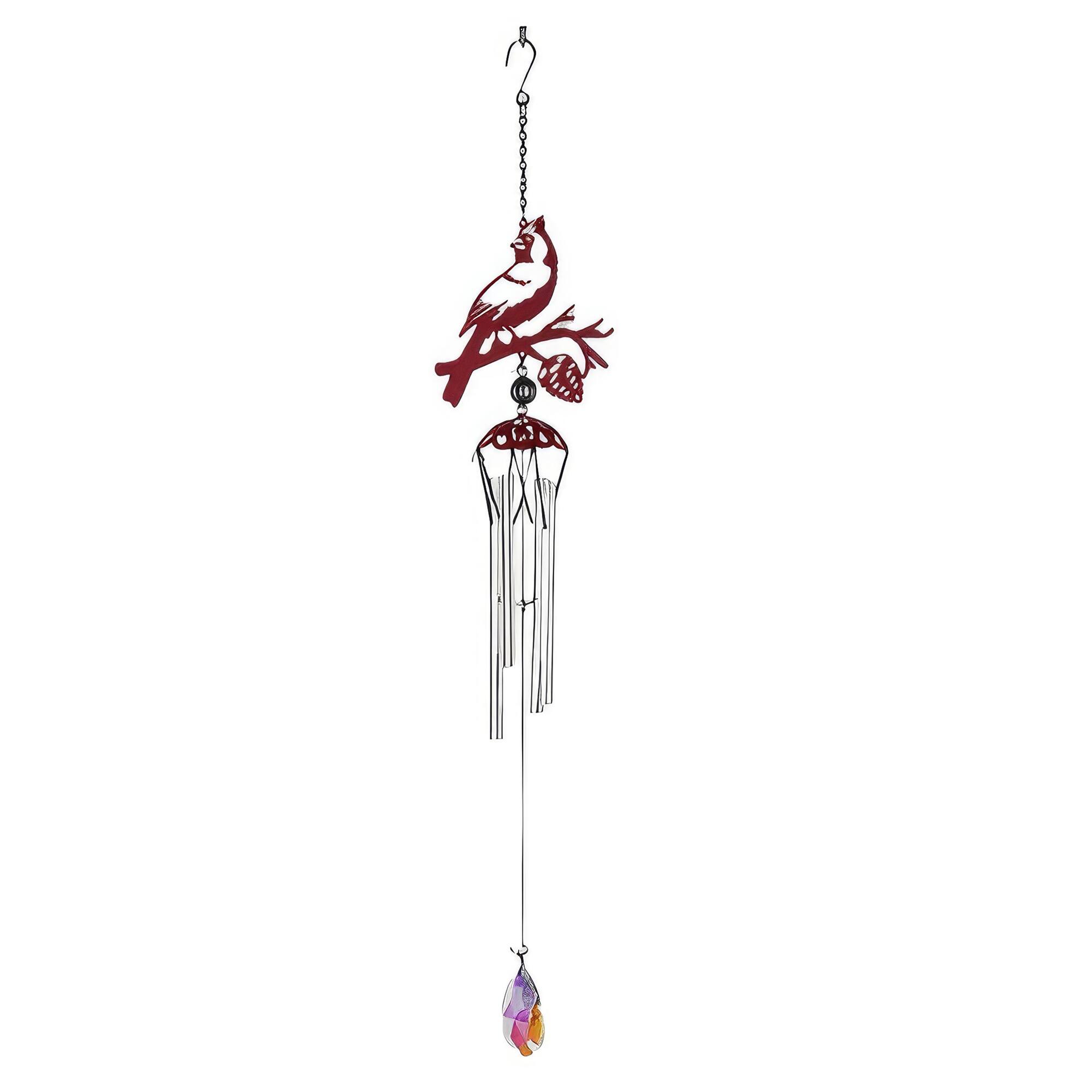 FC Design - 25" Long Red Cardinal Metal Wind Chime Outdoor Patio or Garden Hanging Decoration - Multi-Color