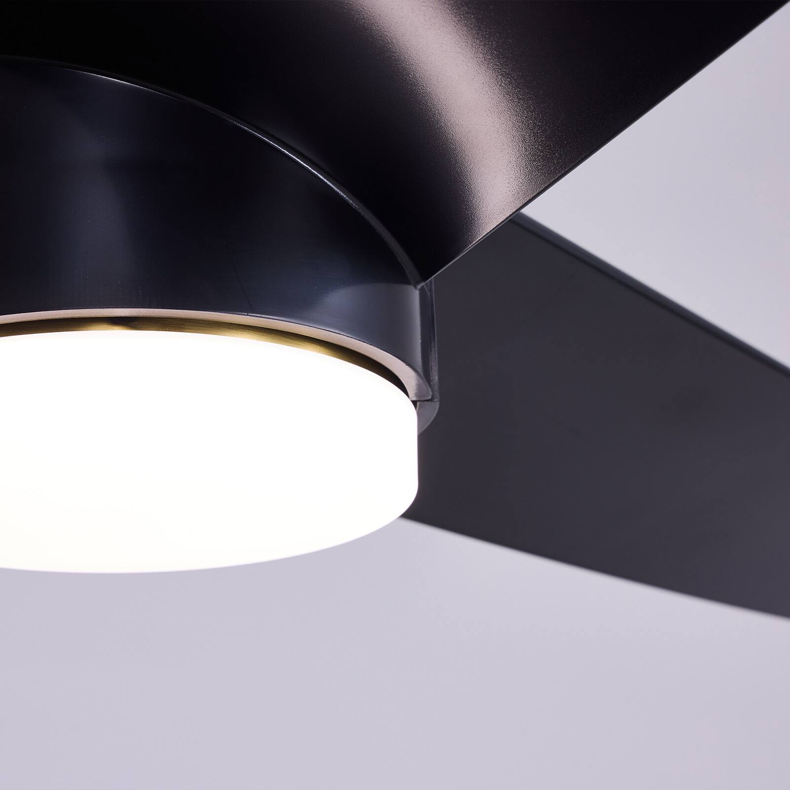 Alt View 7. Siljoy - 52 Inch 3 Blade Modern Industrial Ceiling Fan Matte Black and Gold Finish with LED Light for Bedroom Living Room - Matte Black and Gold.