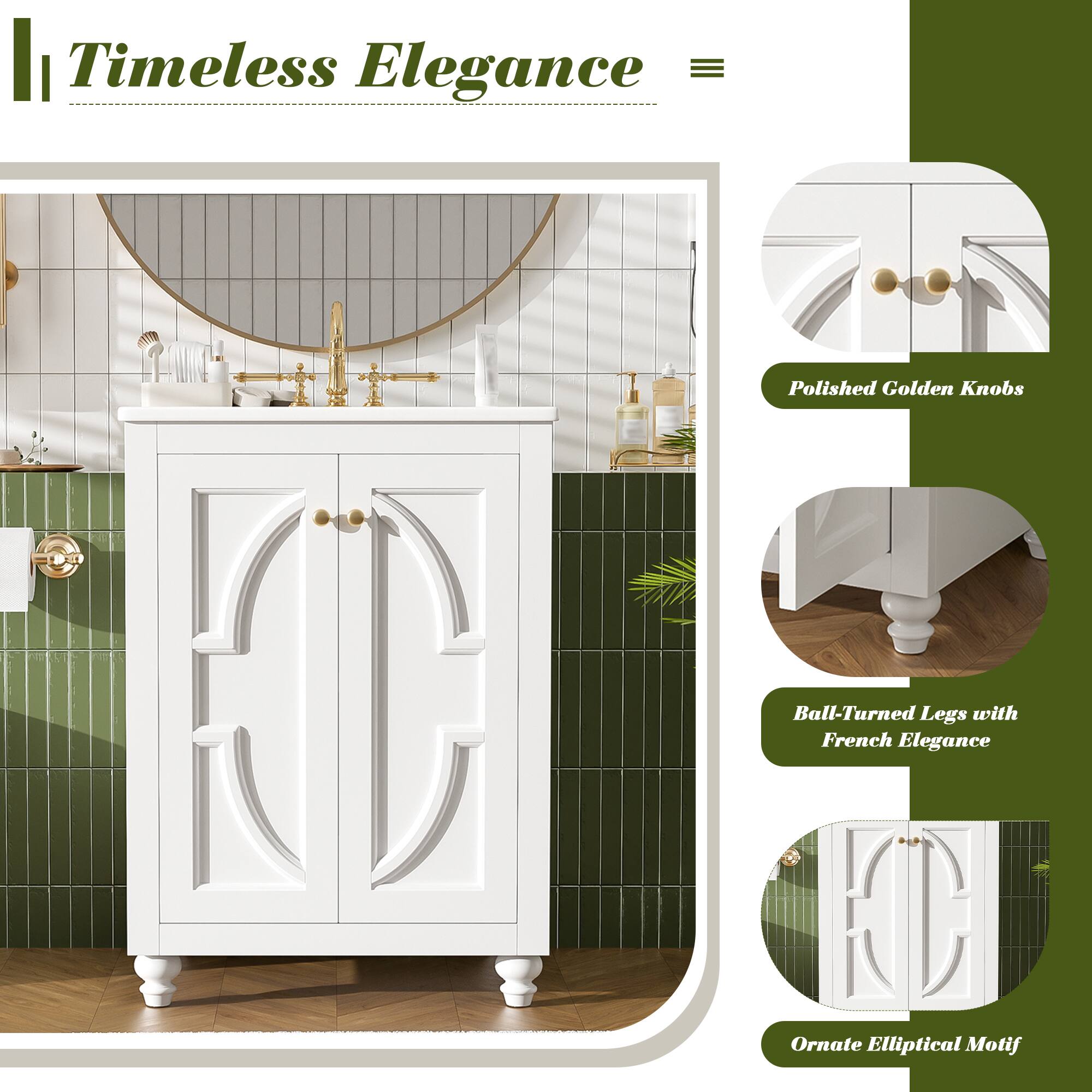 Timeless Elegance

- Polished Golden Knobs
- Ball-Turned Legs with French Elegance
- Ornate Elliptical Motif