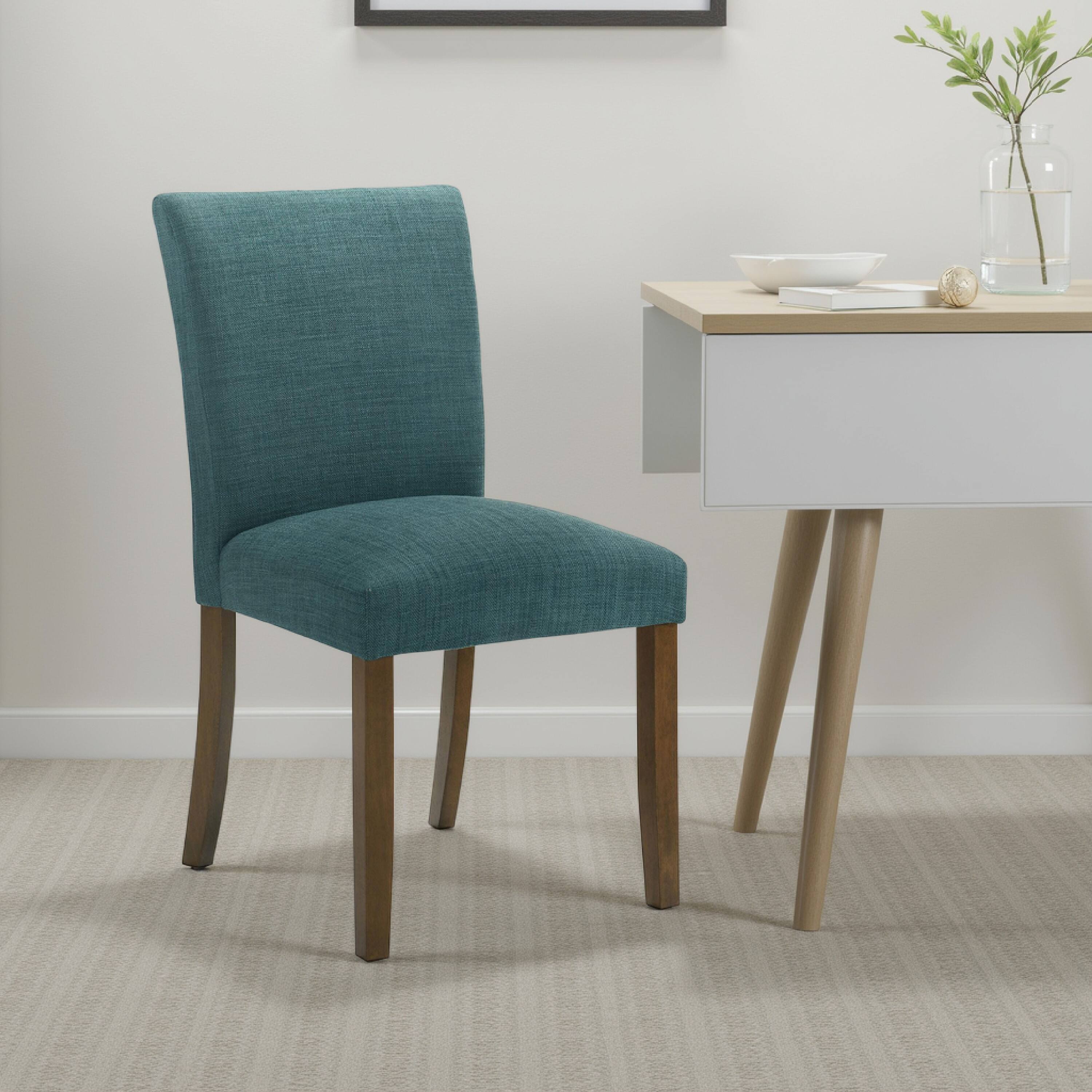 Alt View 5. Manhattan Lane - Cana Dining Chair Set of 2, Blue Fabric Foam Cushion, Brown Wood Legs - Blue, Black.