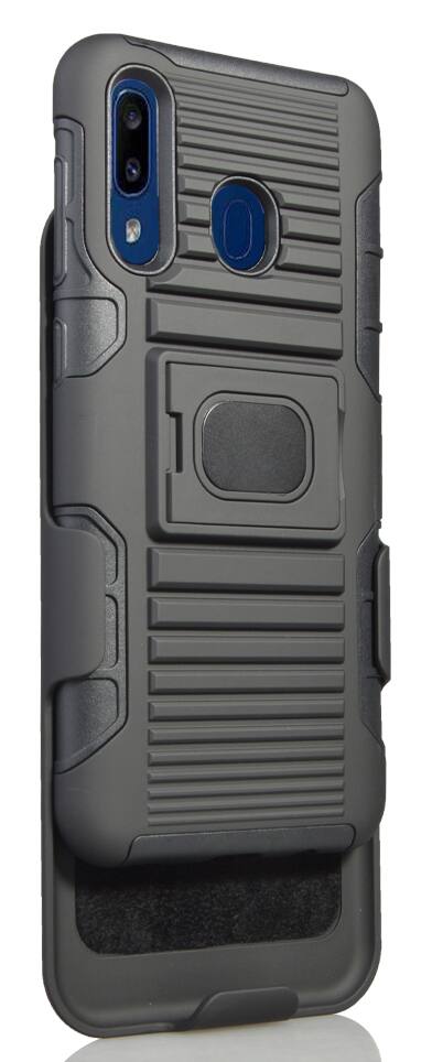 Alt View 8. Nakedcellphone - Combo for Samsung Galaxy A20, A30 - Ring Grip/Stand Case and Belt Clip Holster - Black.