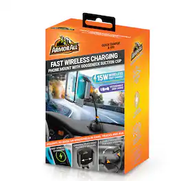 Armor All - Universal 15W Fast Wireless Car Charger Mount with Gooseneck Suction Cup Base, 3ft Cable - Black