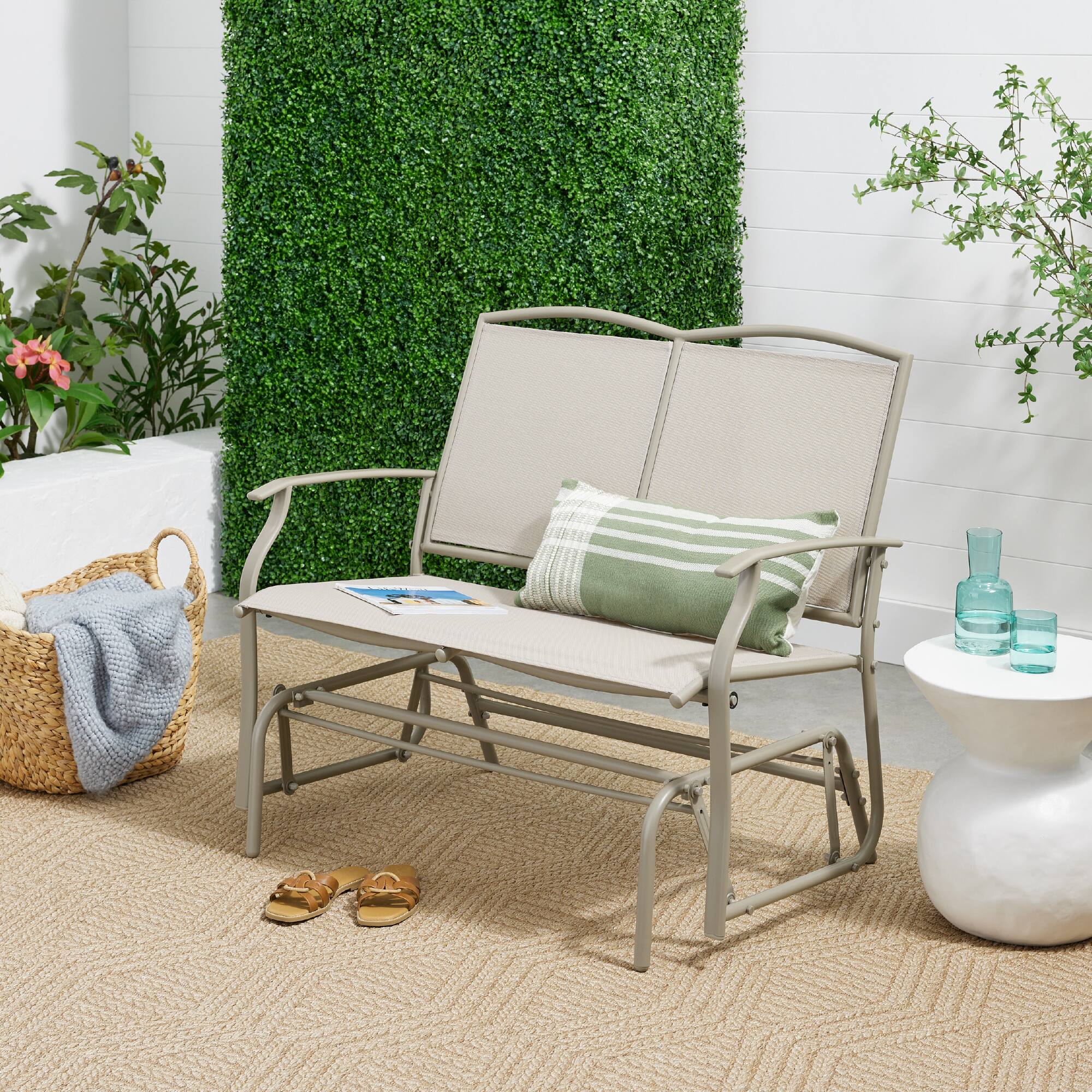 Alt View 5. Best Choice Products - Best Choice Products 2-Person Outdoor Swing Glider, Steel Patio Loveseat, Bench Rocker w/ Armrests - Taupe - Taupe.