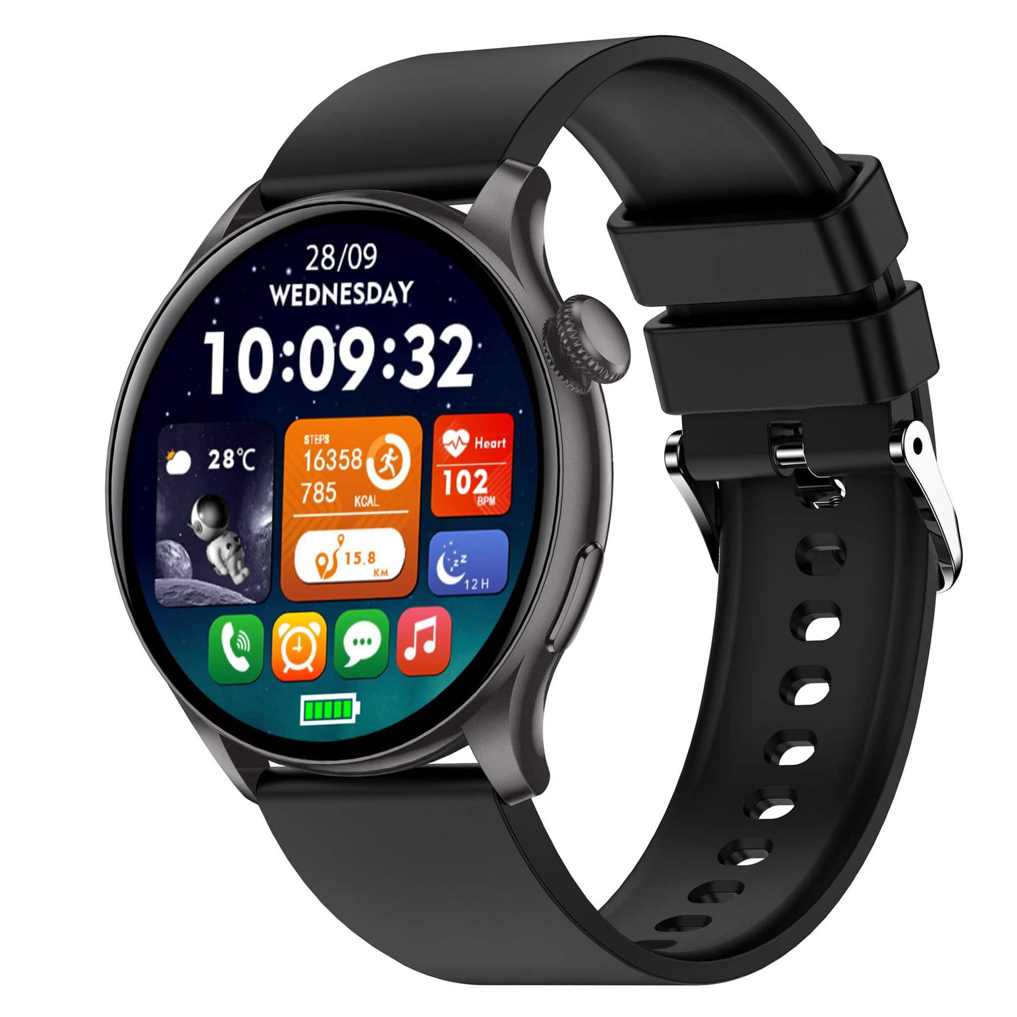 YONWAY - 1.43" Fitness Tracker Smartwatch Compatible Android & iPhone Phones with Bluetooth Call and Heart Rate Sleep Monitor - Black - (2025)