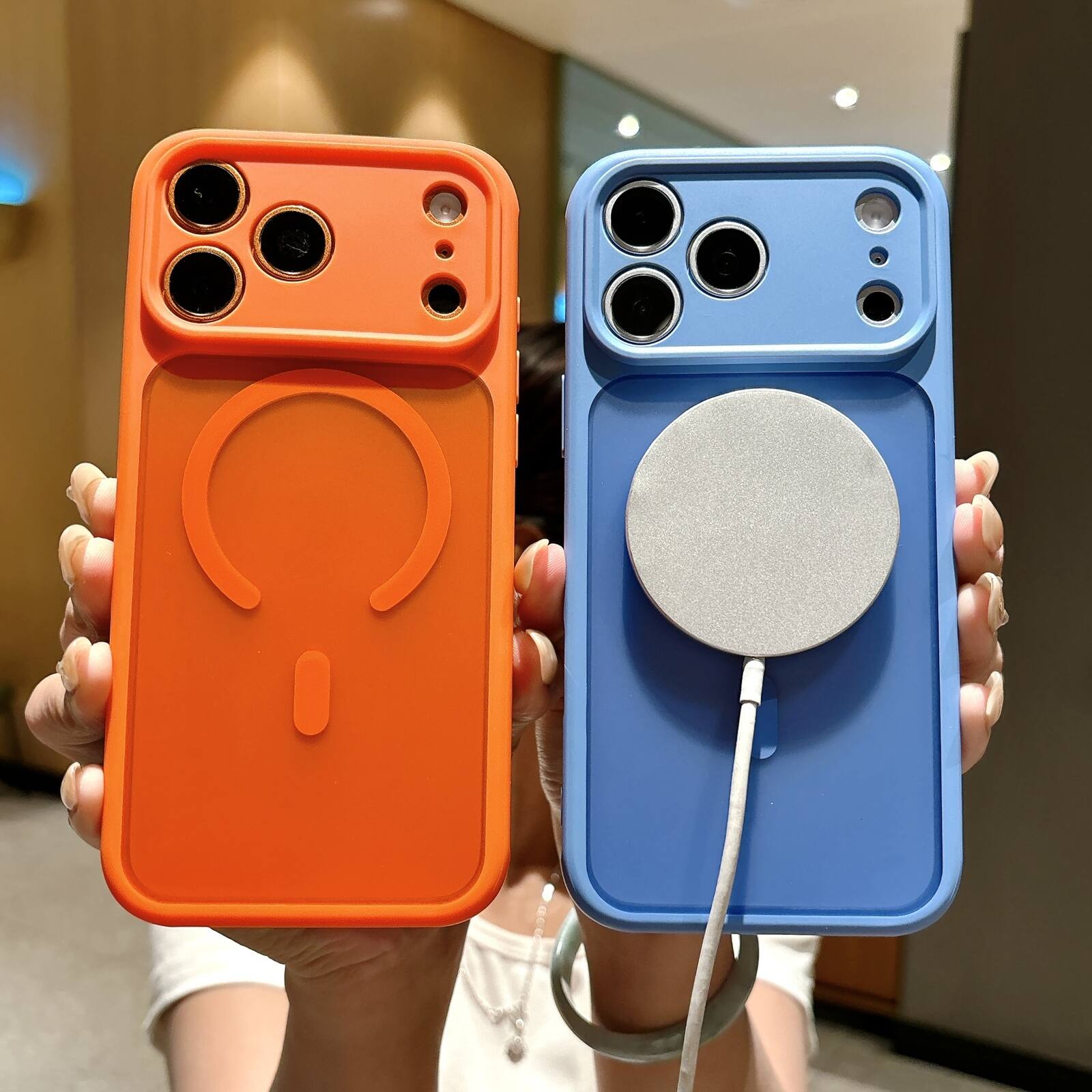 Back. UUCOVER - Magnetic Translucent Matte Case for Apple iPhone 17 Pro Max, Compatible with MagSafe, Raised Edge Shockproof Slim Cover - Darkblue.