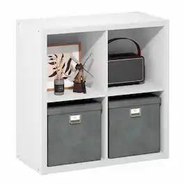 Furinno - CUBICLE Book Shelf, 4-Cube Bookshelf, Bookcase, Reversible, Closed Back, Extra Thick Frame, 14.6 x 30 x 30 - White