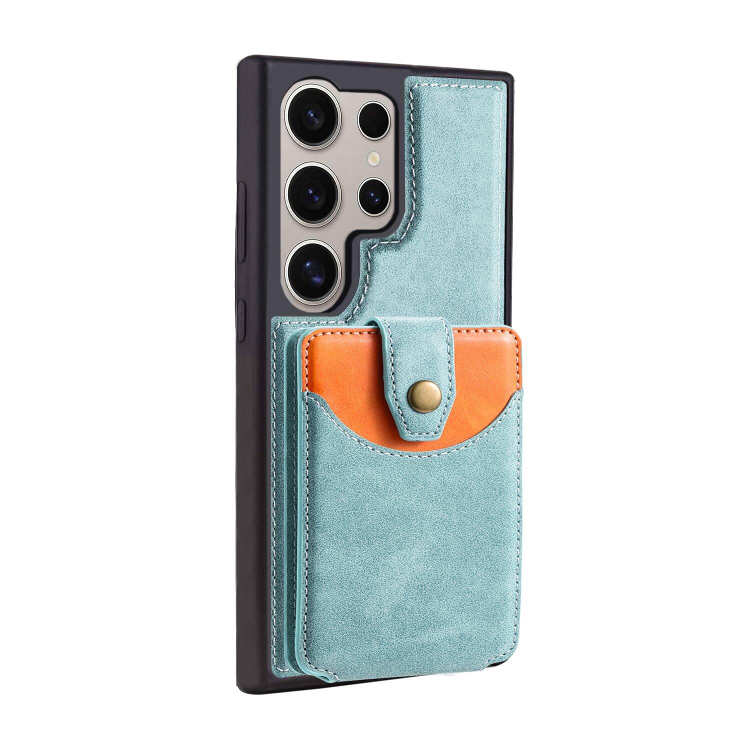 Alt View 2. Dteck - For Samsung Galaxy S25 Ultra Case,2-in-1 Magnetic Detachable PU Leather Wallet Flip Stand Card Holder TPU Inner Cover - Mintgreen.