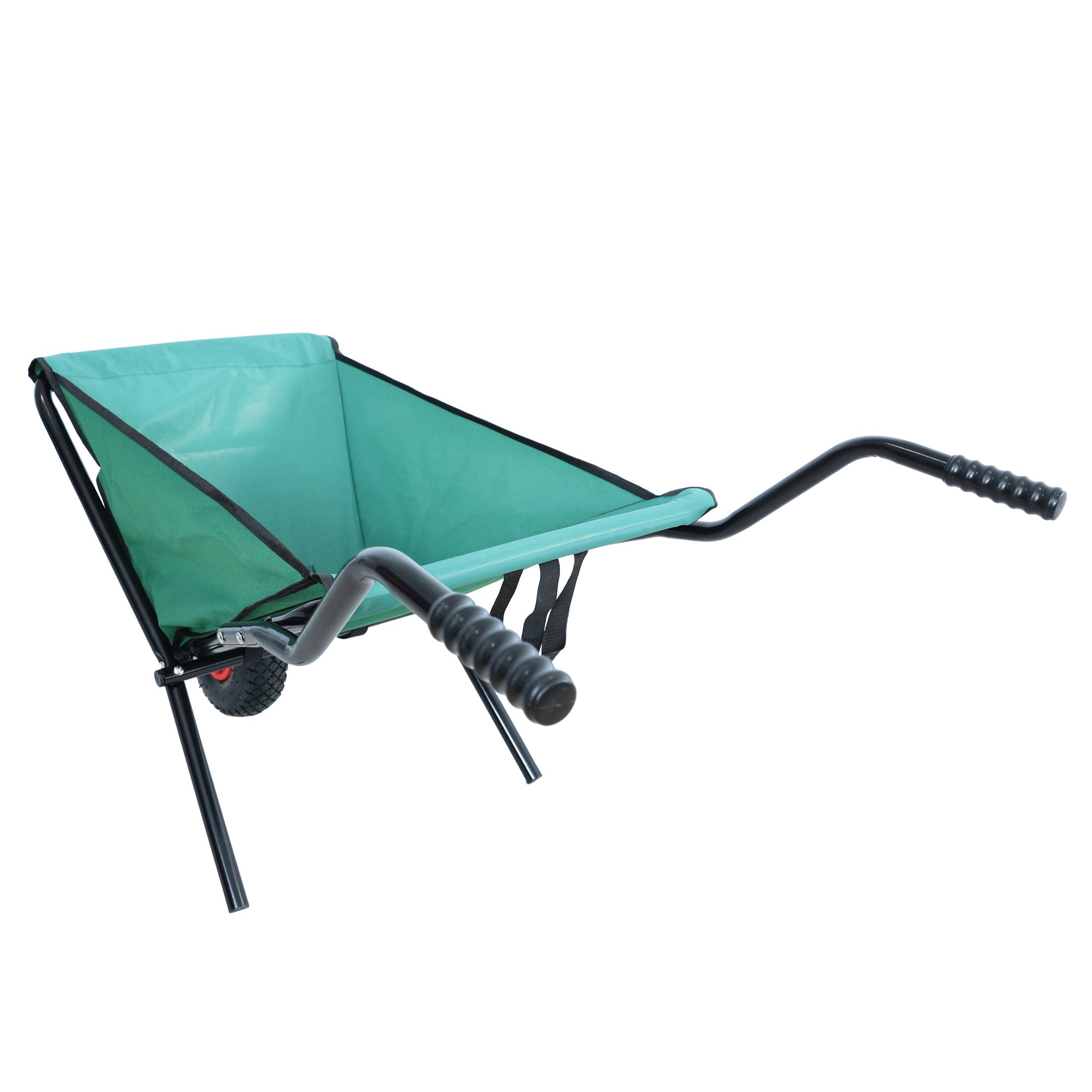 Angle. COWLOWN - Collapsible 176 lb 2 Wheel Garden Wheelbarrow 10in Pneumatic Tire Green Oxford Cloth - Green.