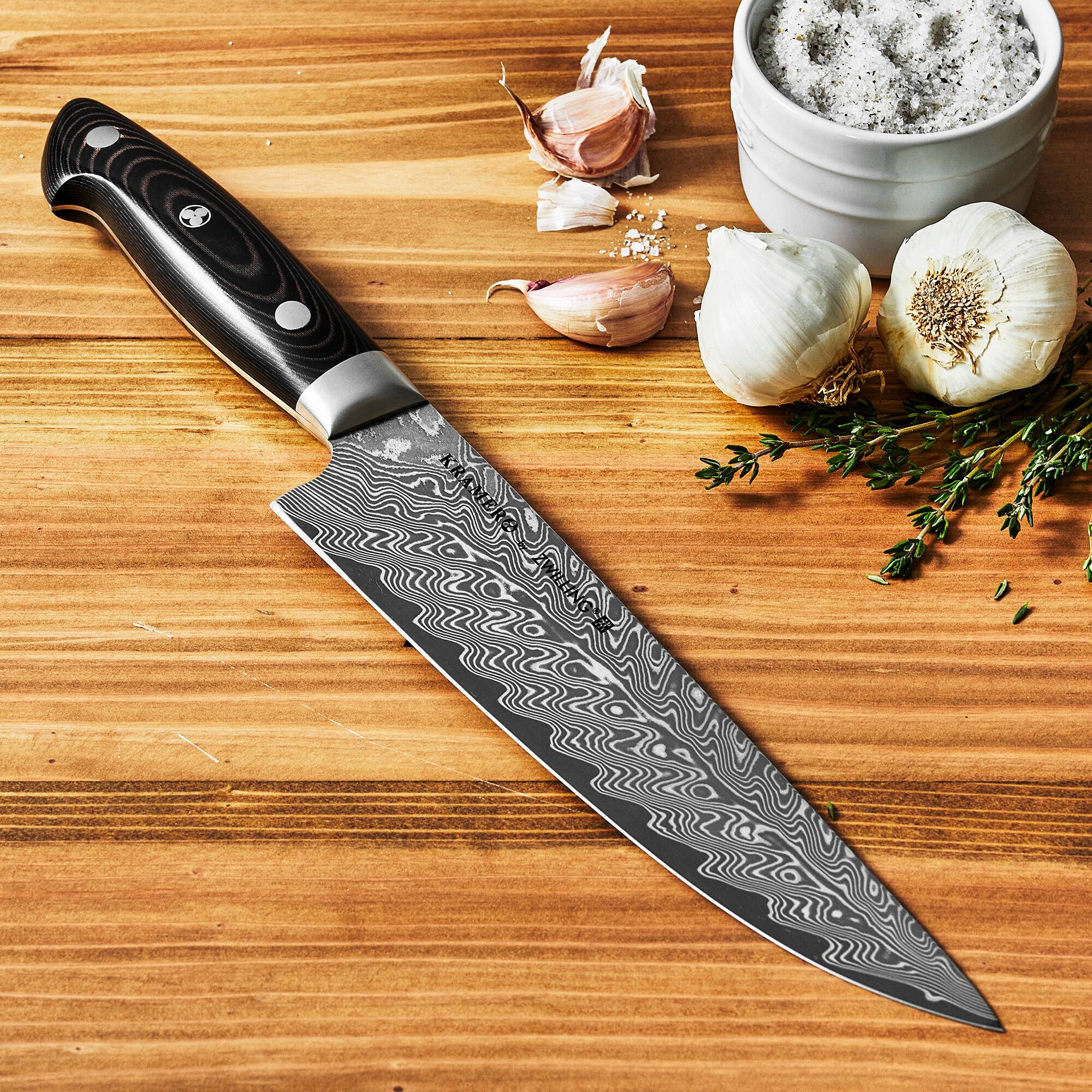 Alt View 1. ZWILLING - KRAMER by ZWILLING EUROLINE Damascus Collection 8-inch Narrow Chef's Knife - Stainless Steel.