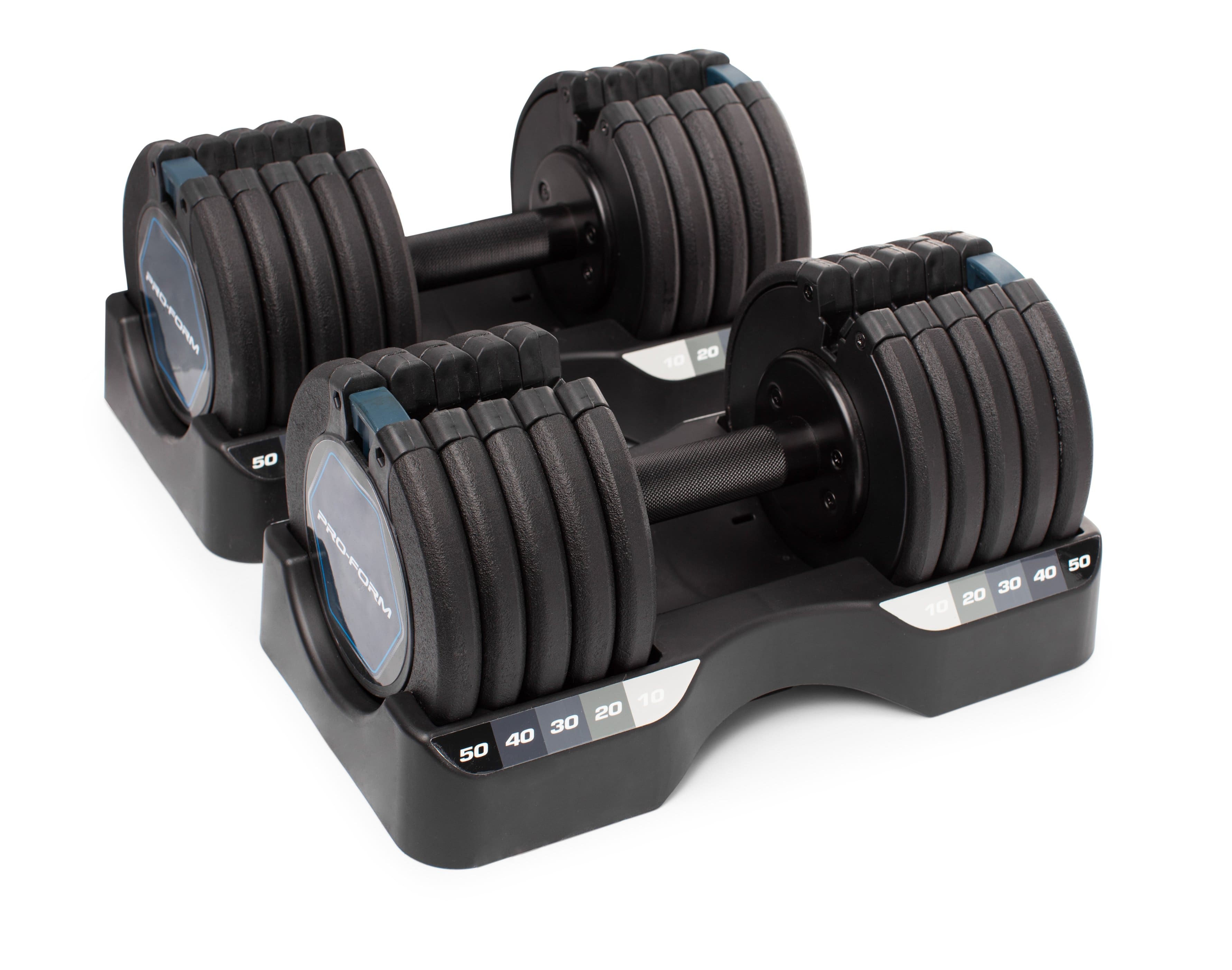 ProForm - 50 lb Select-A-Weight Dumbbell Set - Black - Front_Zoom