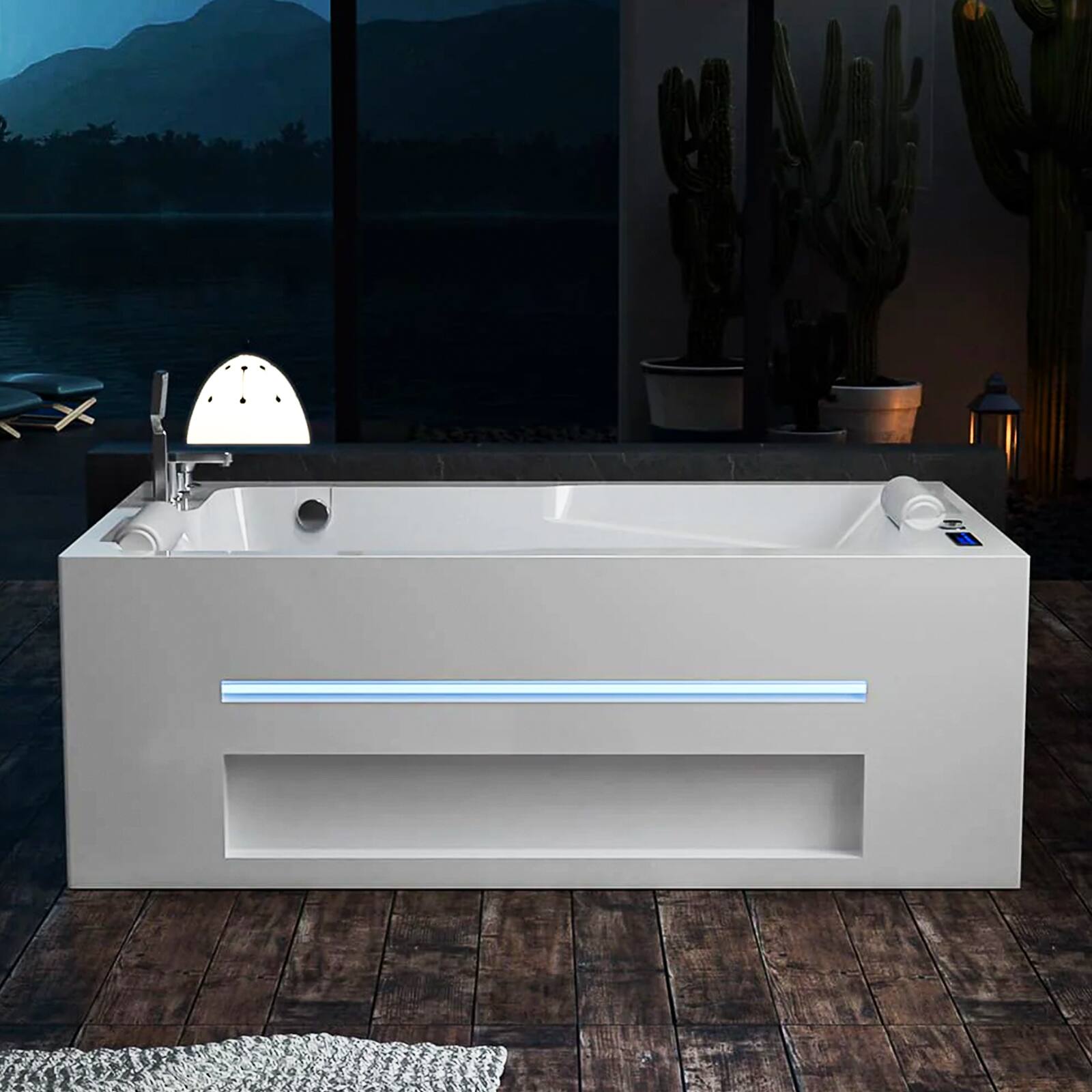 Alt View 2. Empava - 71 in. x 42 in. Alcove Whirlpool Air Combination Bathtub 55 Jets Double Bath with Left Drain - Ozone Filtration in White - White.