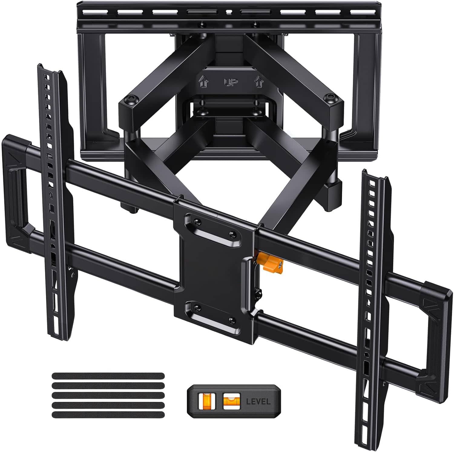 FINEAK - Full Motion TV Wall Mount for 42-90 inch TVs, Tool-Free Tilt, Swivel, Extension - Black