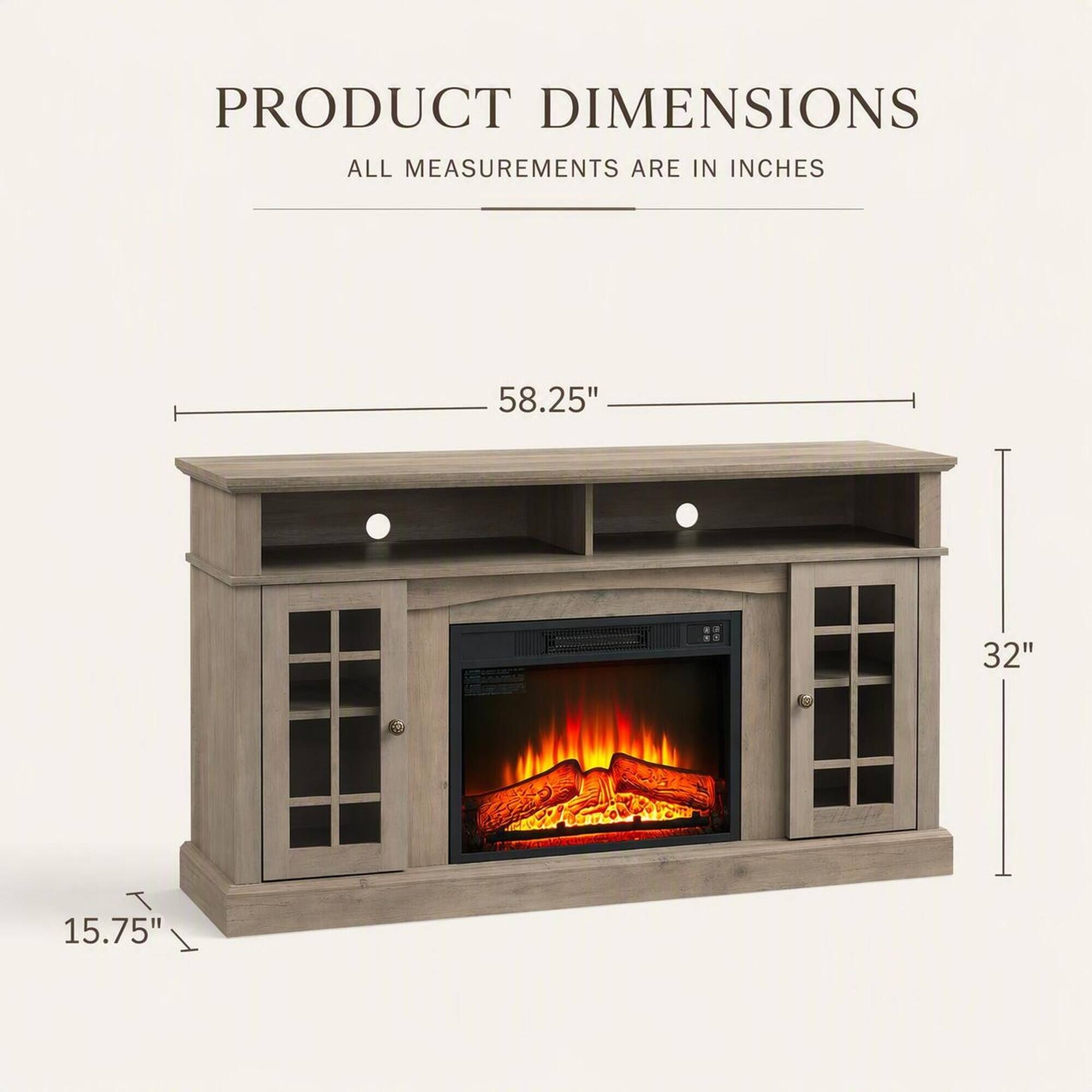 PRODUCT DIMENSIONS  
ALL MEASUREMENTS ARE IN INCHES

58.25"  
32"  
15.75"