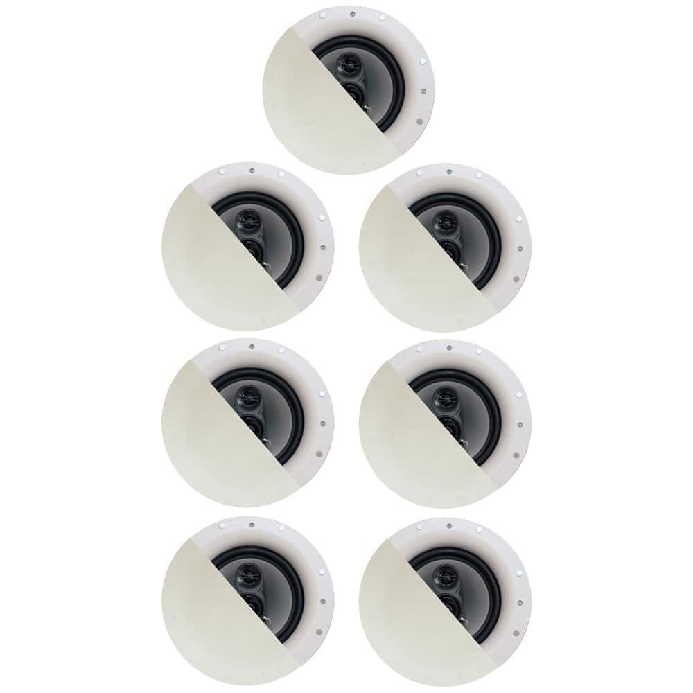 Acoustic Audio by Goldwood - CSic84 Frameless 8" in Ceiling 7 Piece Speaker Set 3 Way Home Theater Speakers - Paintable White