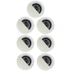 Front. Acoustic Audio by Goldwood - CSic84 Frameless 8" in Ceiling 7 Piece Speaker Set 3 Way Home Theater Speakers - Paintable White.