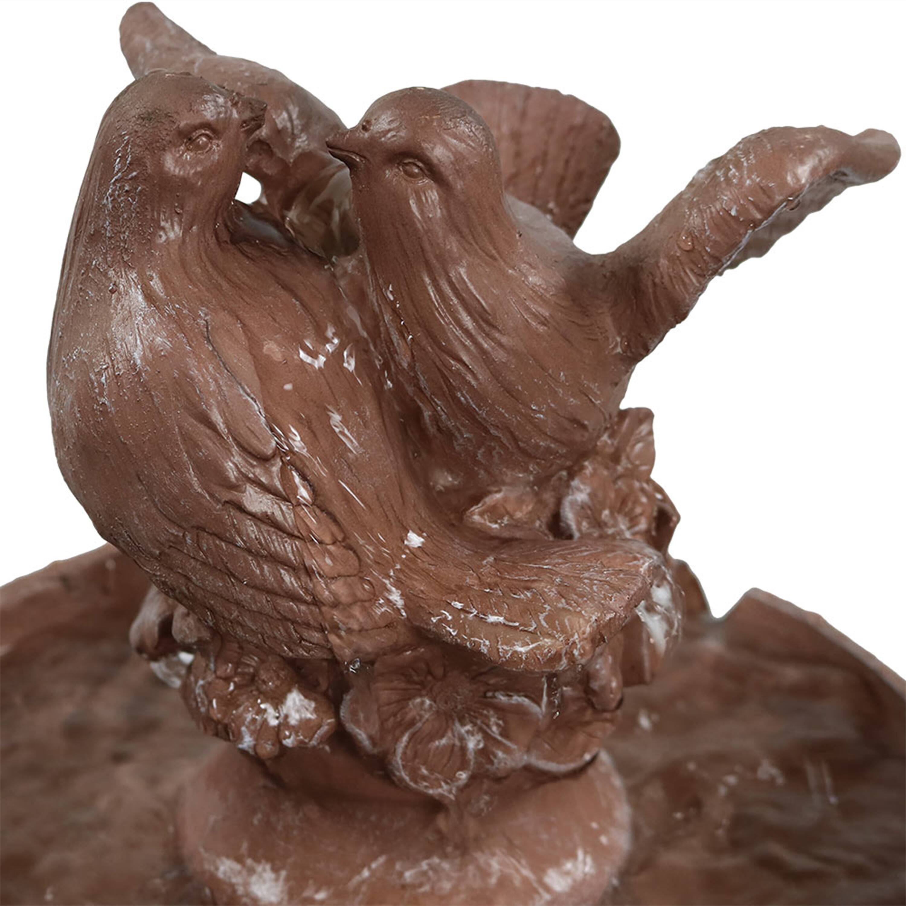 Alt View 8. Sunnydaze - Dove Pair Resin Outdoor 3-Tier Water Fountain - Brown.