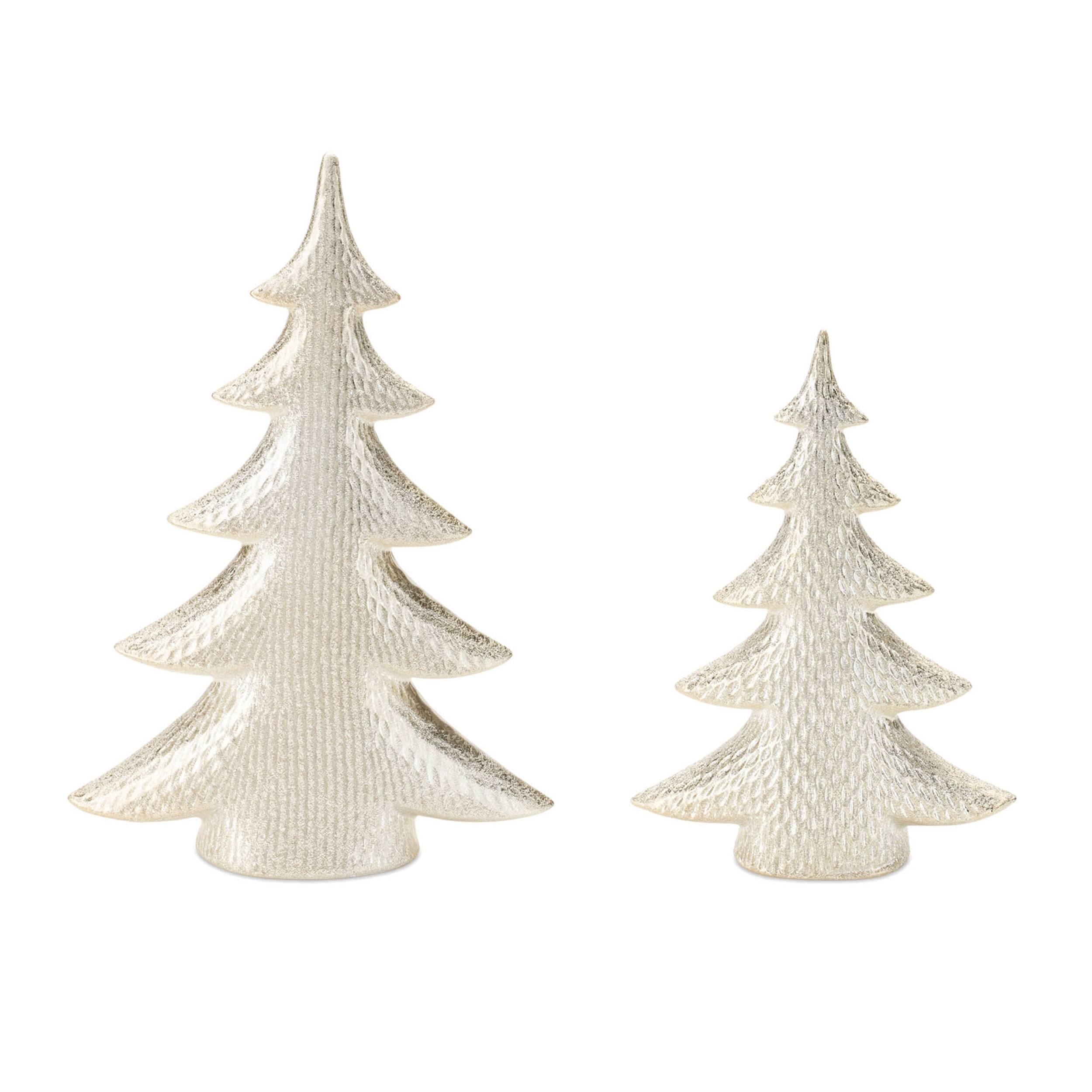 BreeBe - Porcelain Shimmer Pine Tree (Set of 2) - Gold