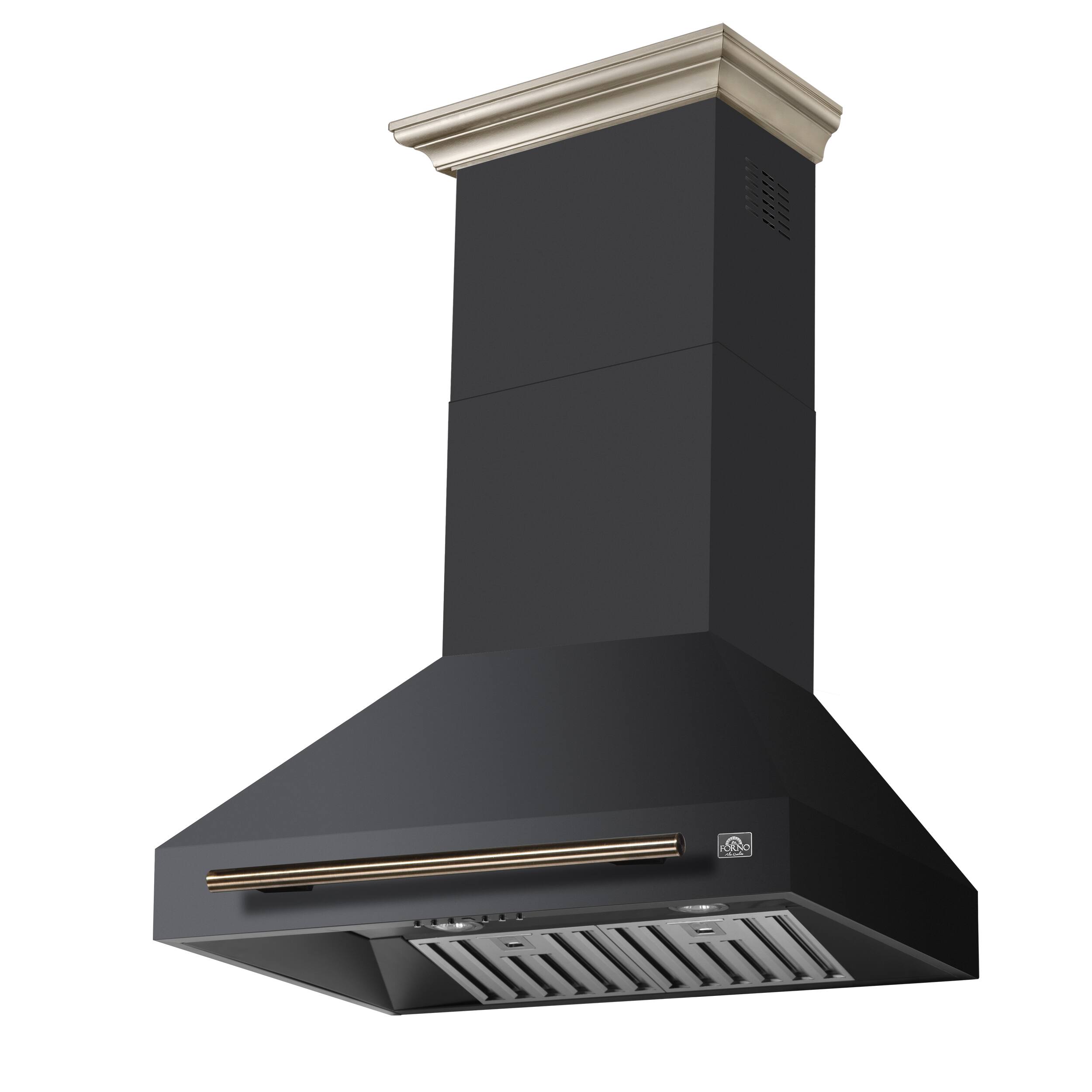 Angle. Forno Appliances - Aria 30 in. Convertible Wall-Mounted Range Hood - Black.