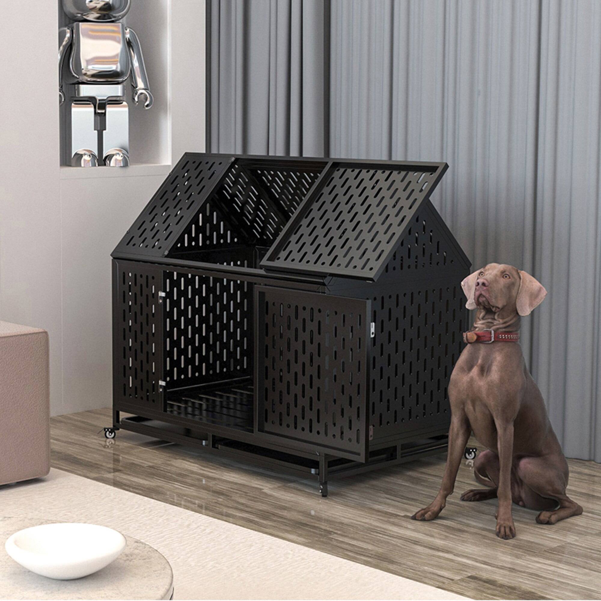 Alt View 1. Pefilos - 45" Heavy Duty Metal Dog Crate with 4 Universal Wheels, Dog Kennel for Large Dog Cage.