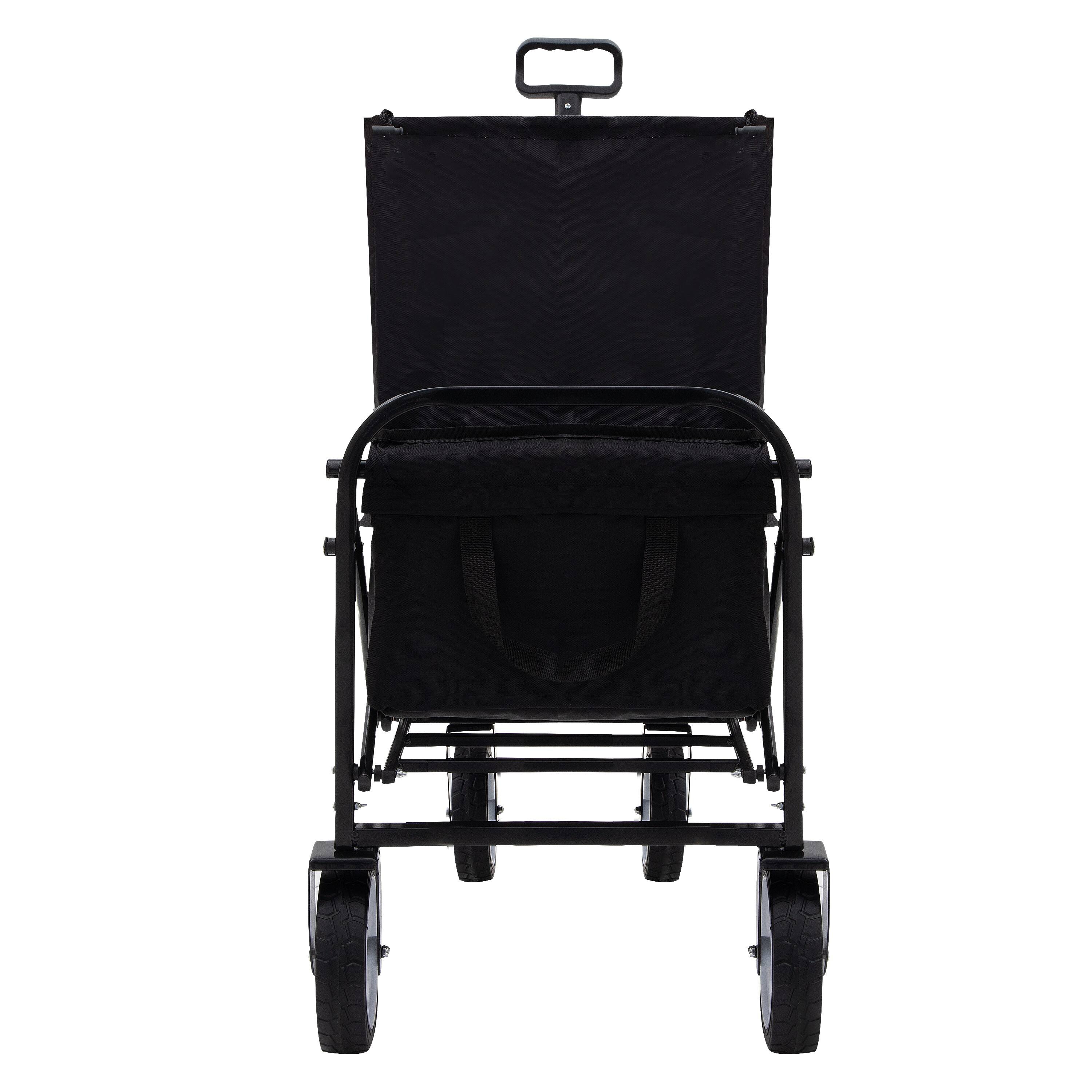 Alt View 4. Mondawe - Extendable Collapsible Wagon Utility Carts w/ 225LBS Capacity, 360° Wheels - Black.