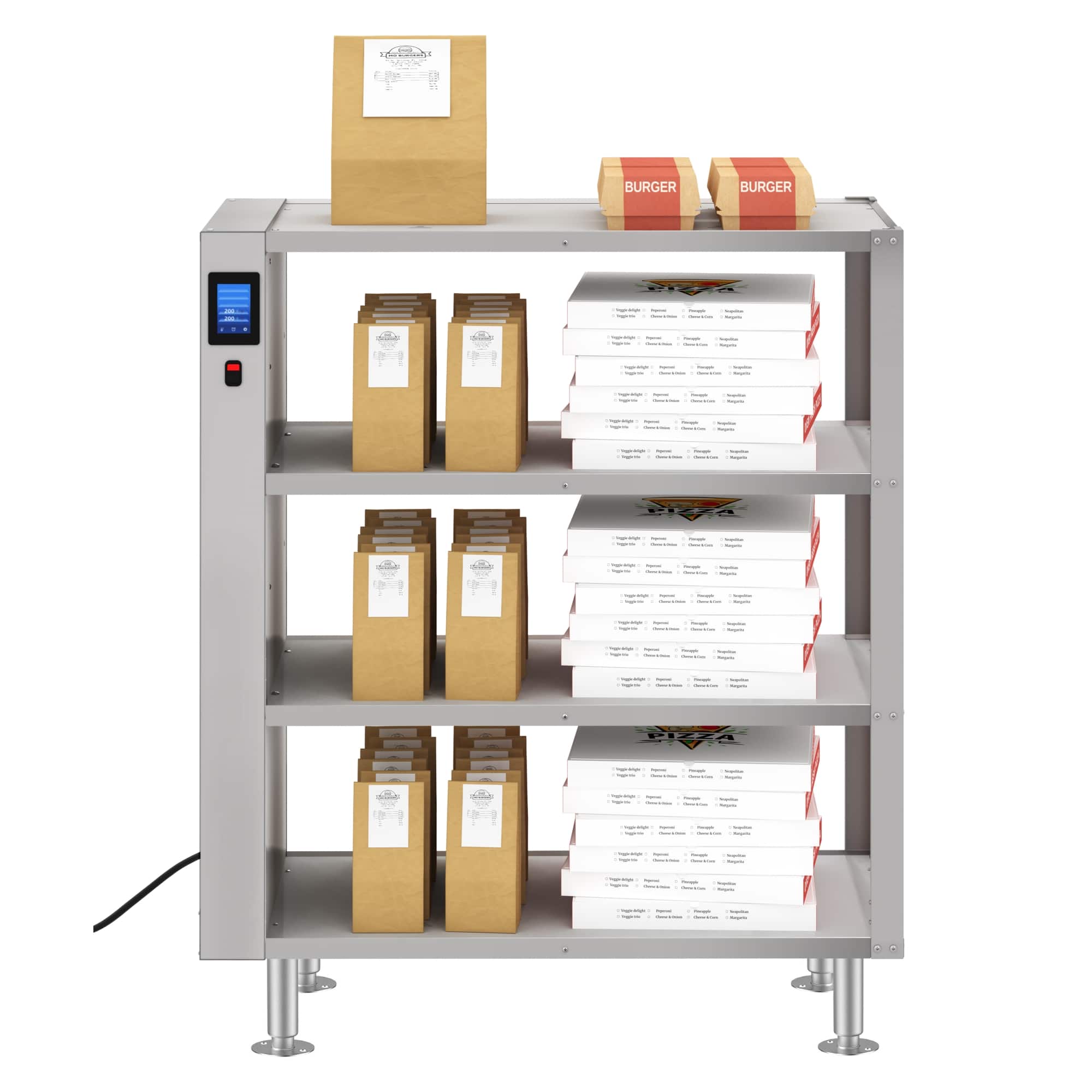 Koolmore - Four-Shelve Commercial Take Out Warmer Cabinet with Touch Screen in Stainless-Steel, UL and NSF Listed (KM-WSC-T4) - Silver