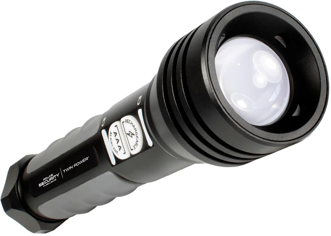 The text on the image reads "Power Twin Security Police Alkaline Demarrageage 4".