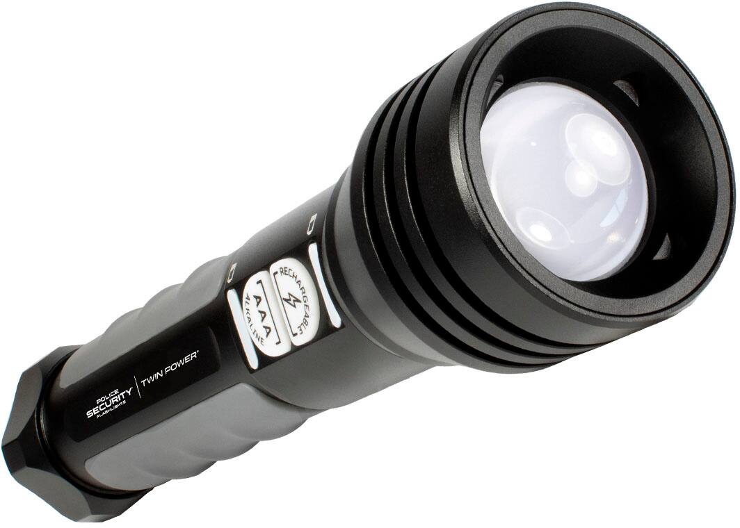 The text on the image reads "Power Twin Security Police Alkaline Demarrageage 4".