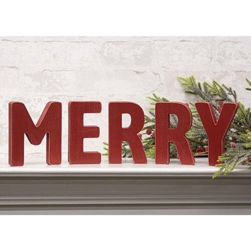 Angle. BreeBe - *5/Set MERRY Wooden Letters - Red.