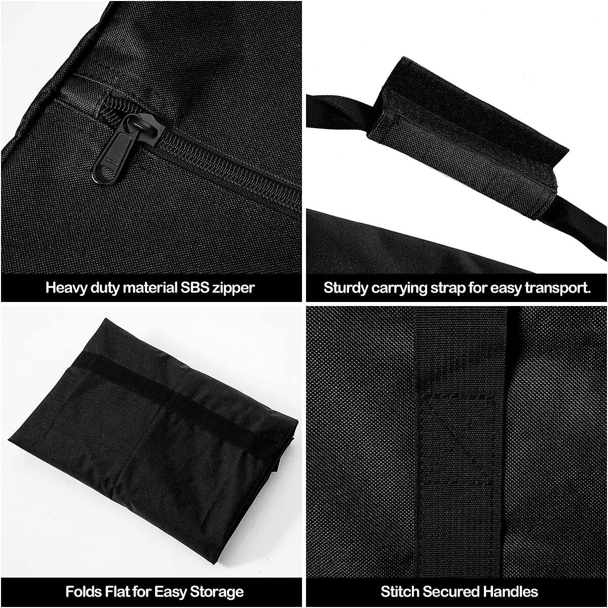 Heavy duty material SBS zipper  
Sturdy carrying strap for easy transport  
Folds Flat for Easy Storage  
Stitch Secured Handles