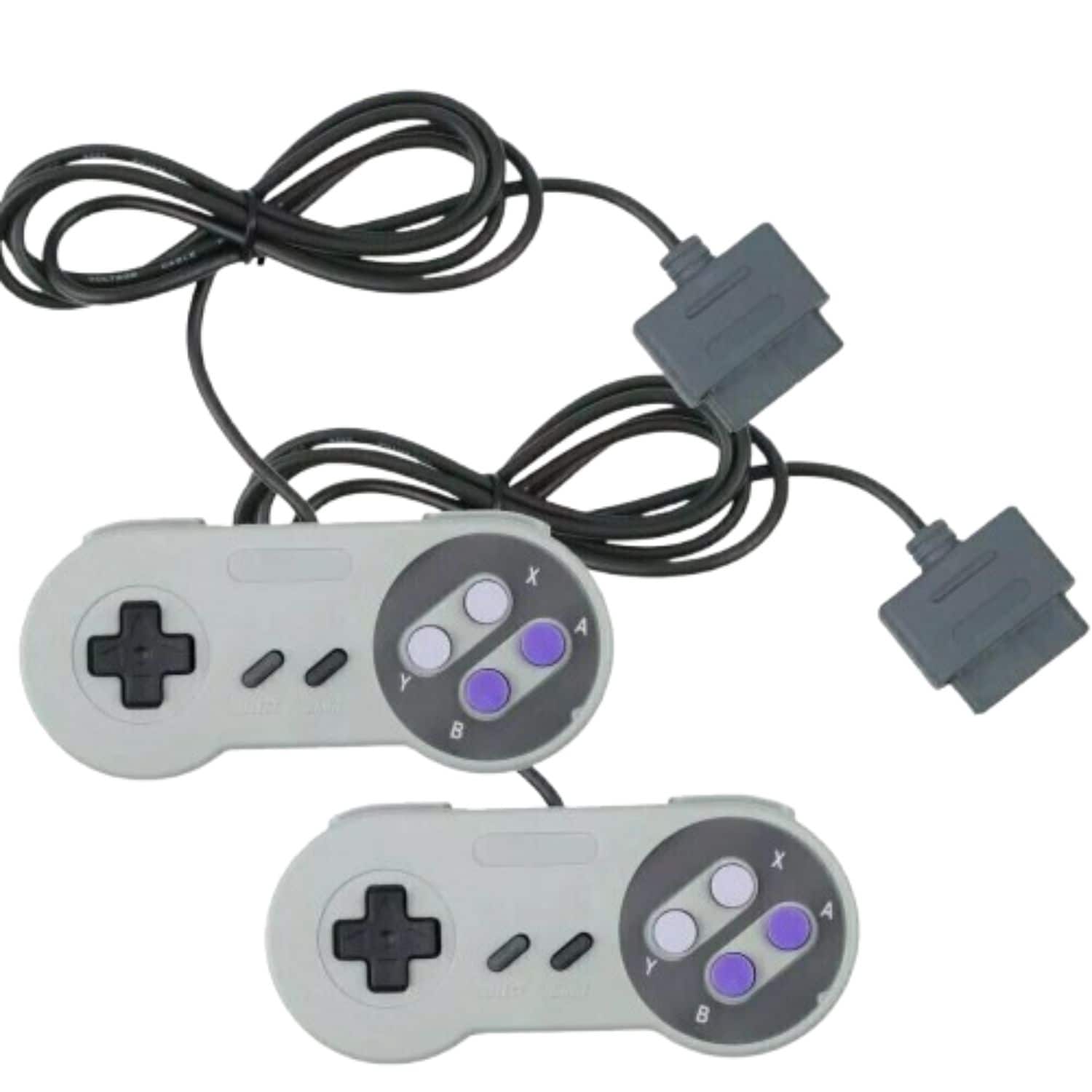Home Collection - 2× Super Nintendo SNES System Console Replacement Controllers (6FT Cable, Model SNS-005) - Gray