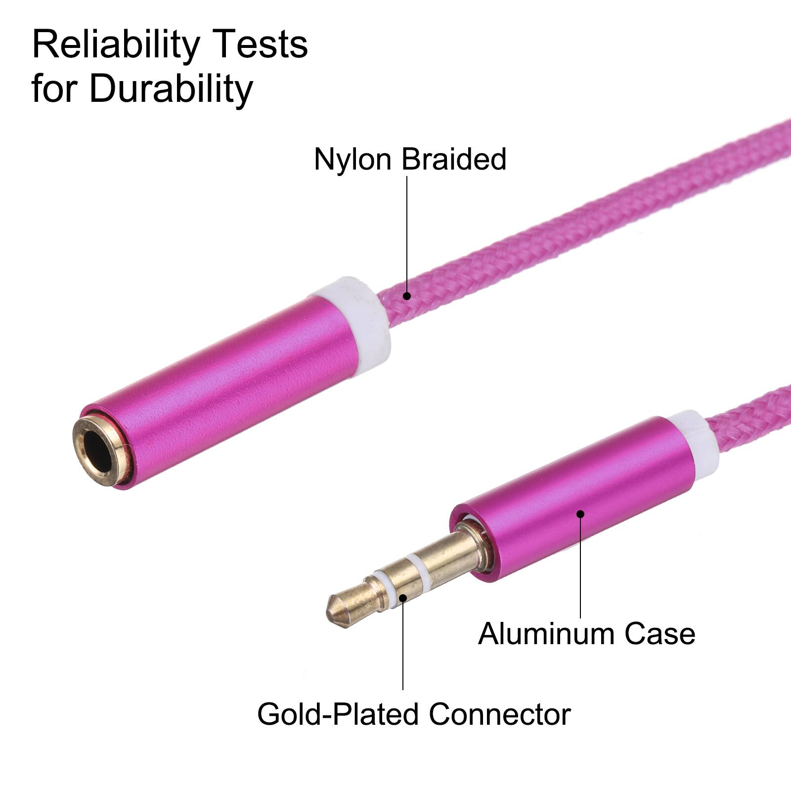 Reliability Tests for Durability

- Nylon Braided
- Aluminum Case
- Gold-Plated Connector